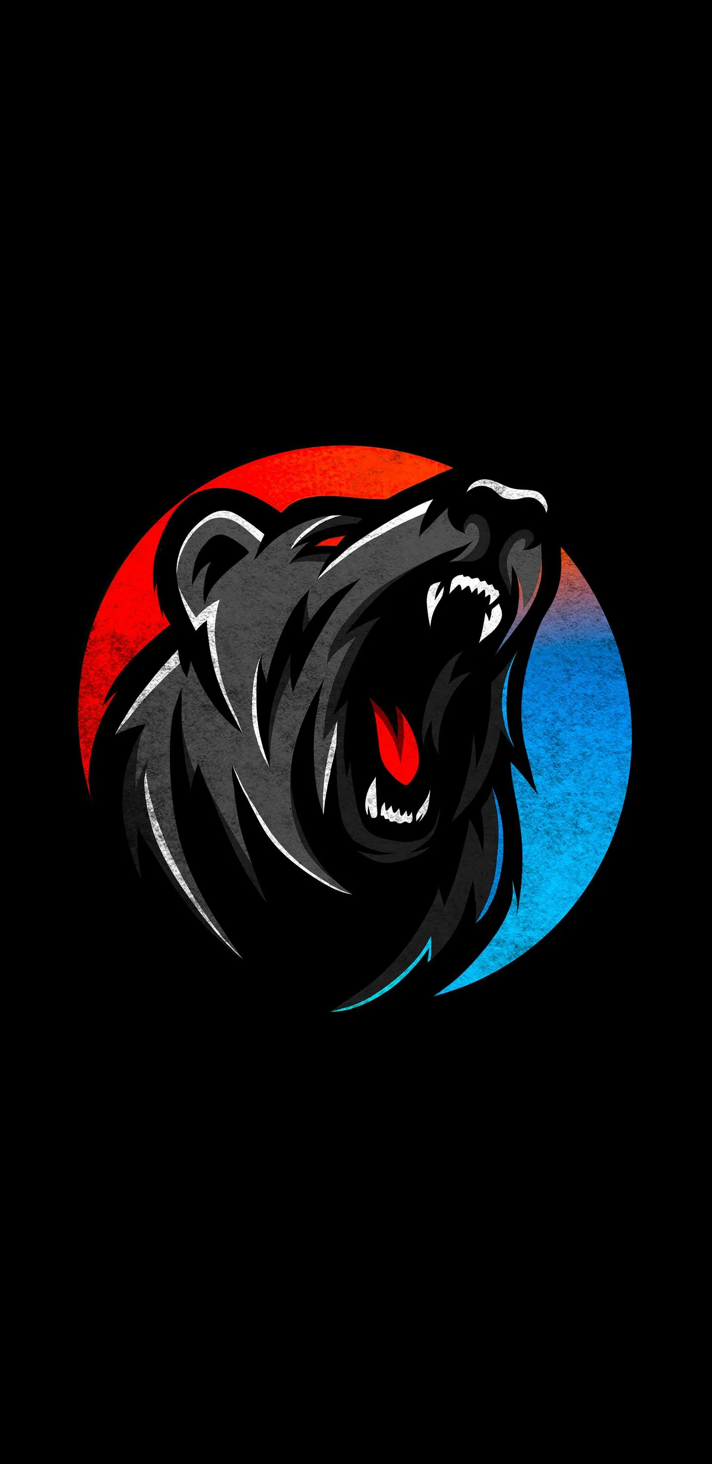 Red and Blue Bear Style Art Dark Mobile Wallpaper Design