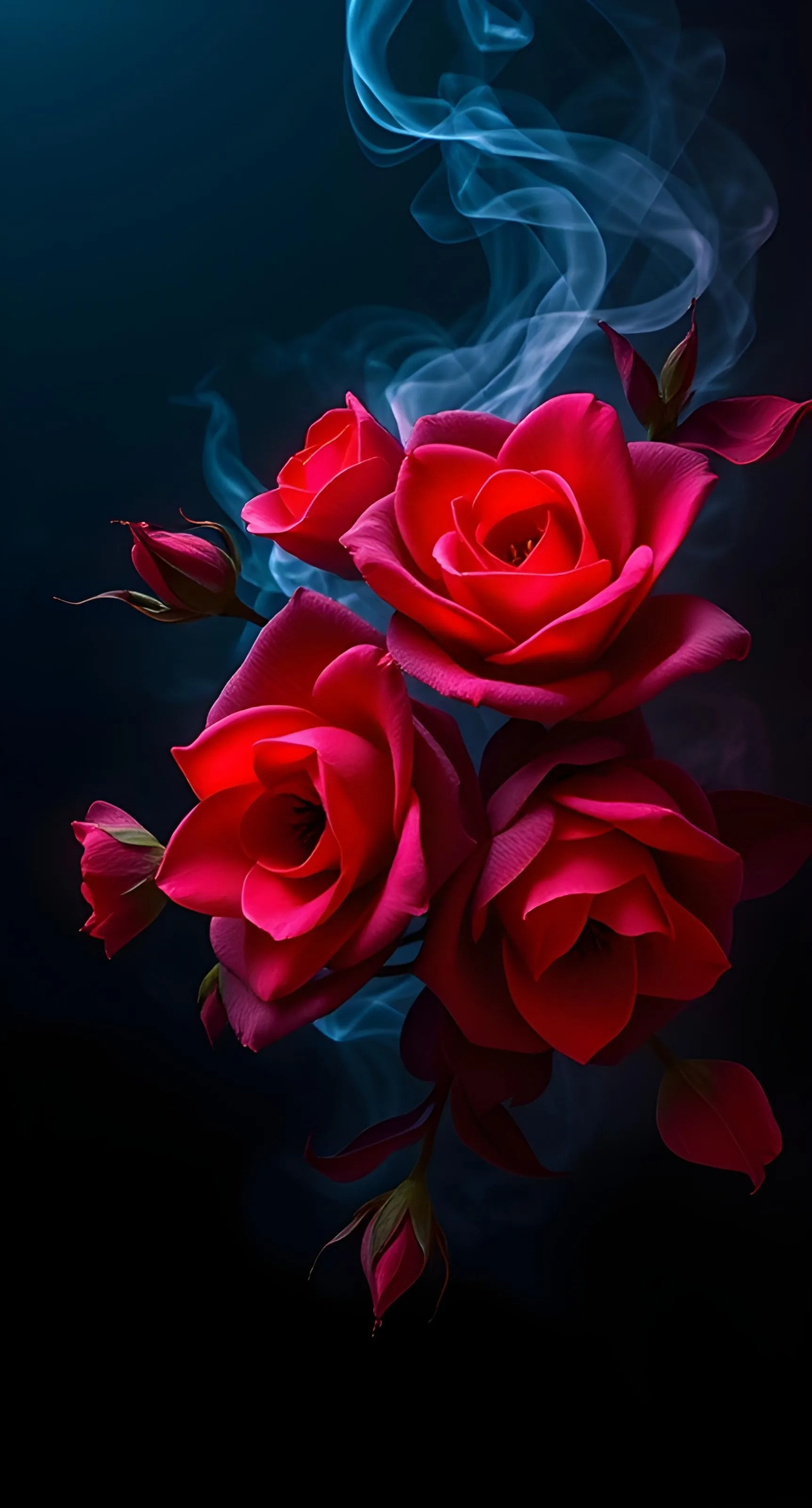 Red and Pink Roses in Splash of Colorful Artistic Style