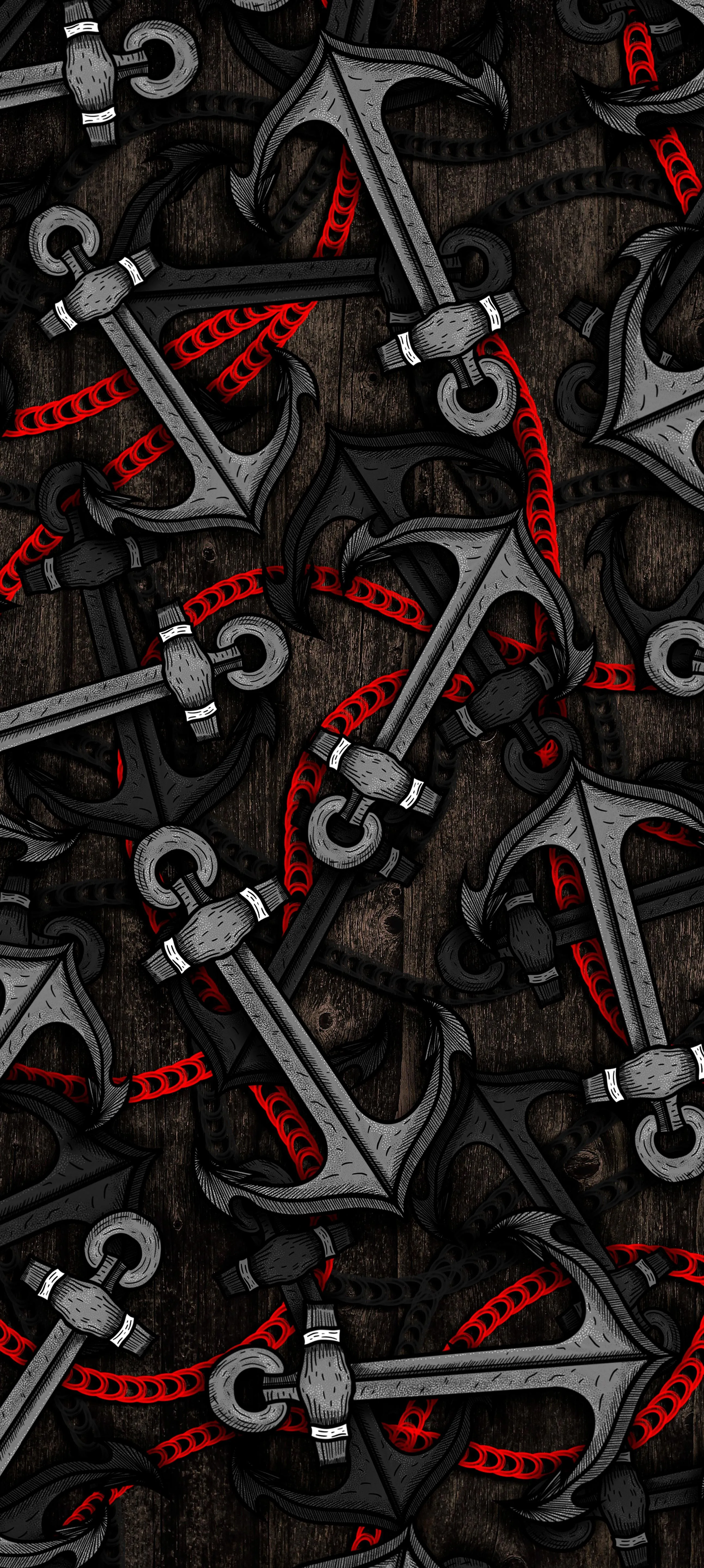 Red and Silver Gear Pattern Close Up View 4K Image for Oppo