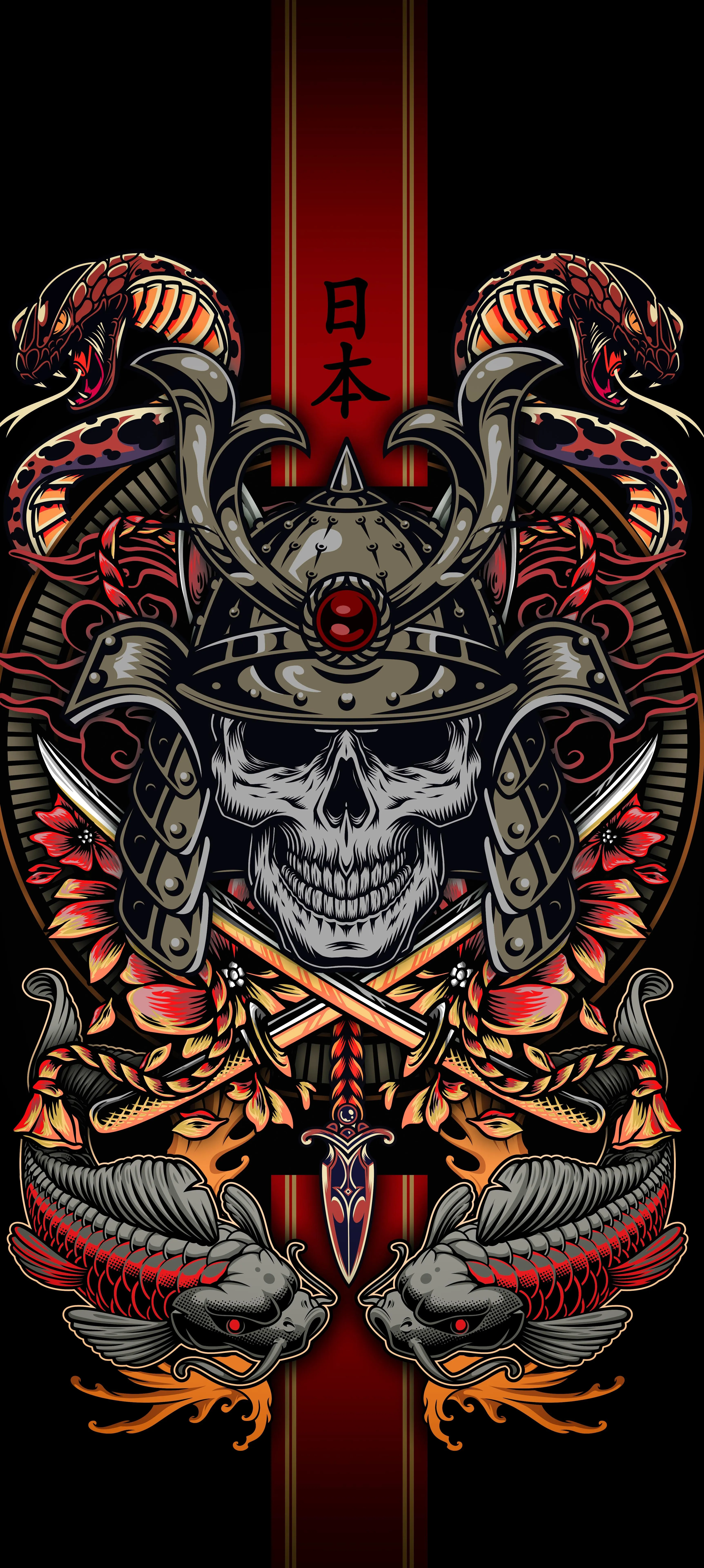 Red and Silver Robotic Skull Design for Tech Themes Wallpaper