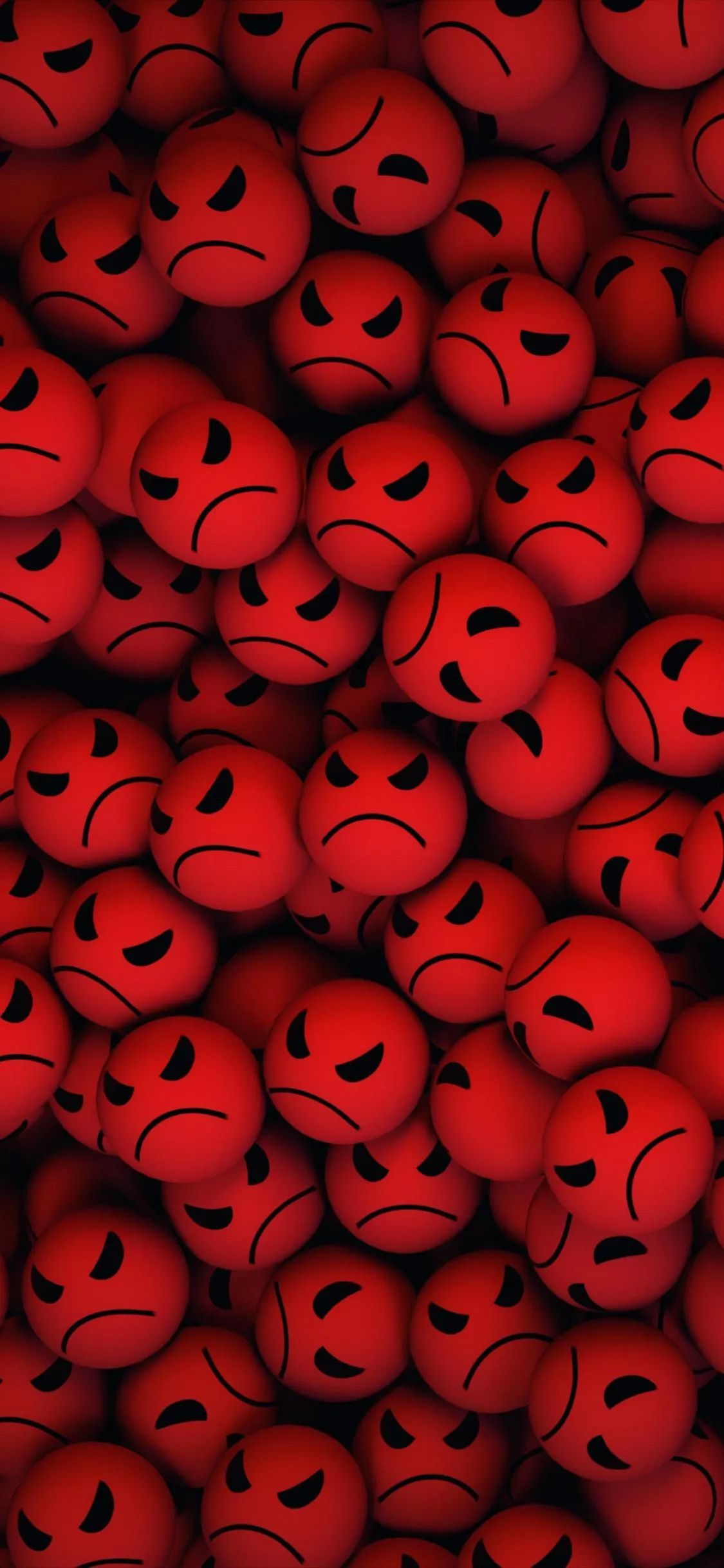 Red Angry Faces Pattern Art For Dark Phone Wallpaper