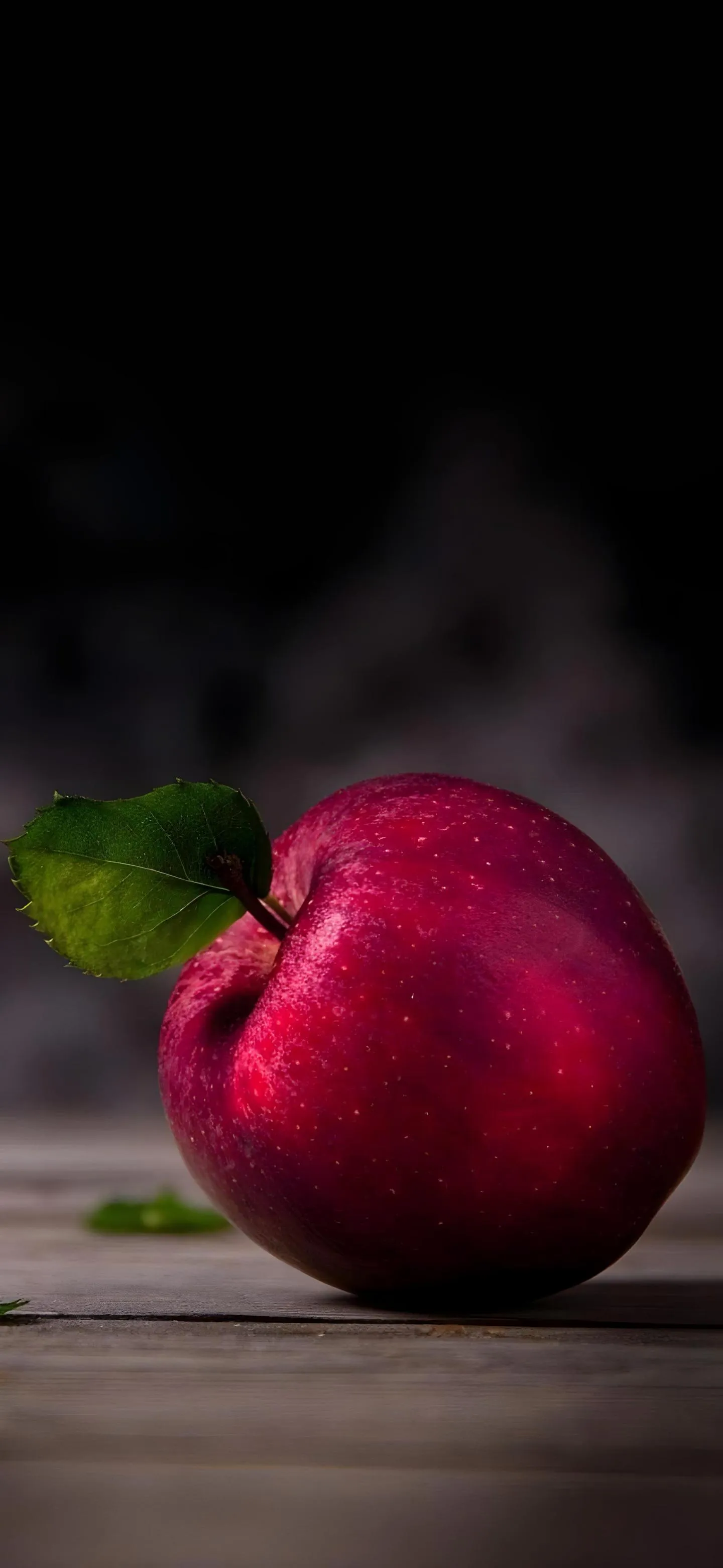 Red Apple on Wooden Table Still Life Mobile Wallpaper