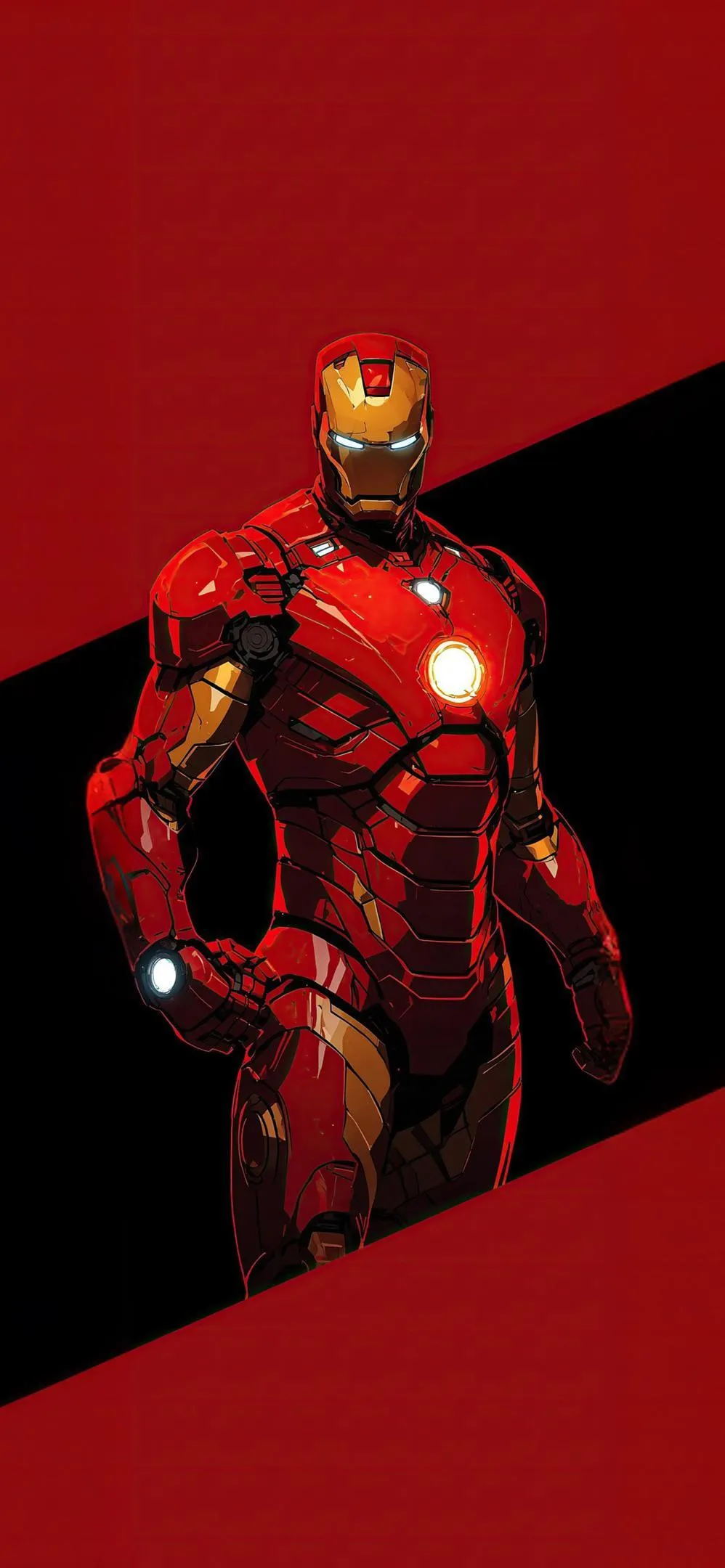 Red Armored Hero Dynamic Action Art Wallpaper