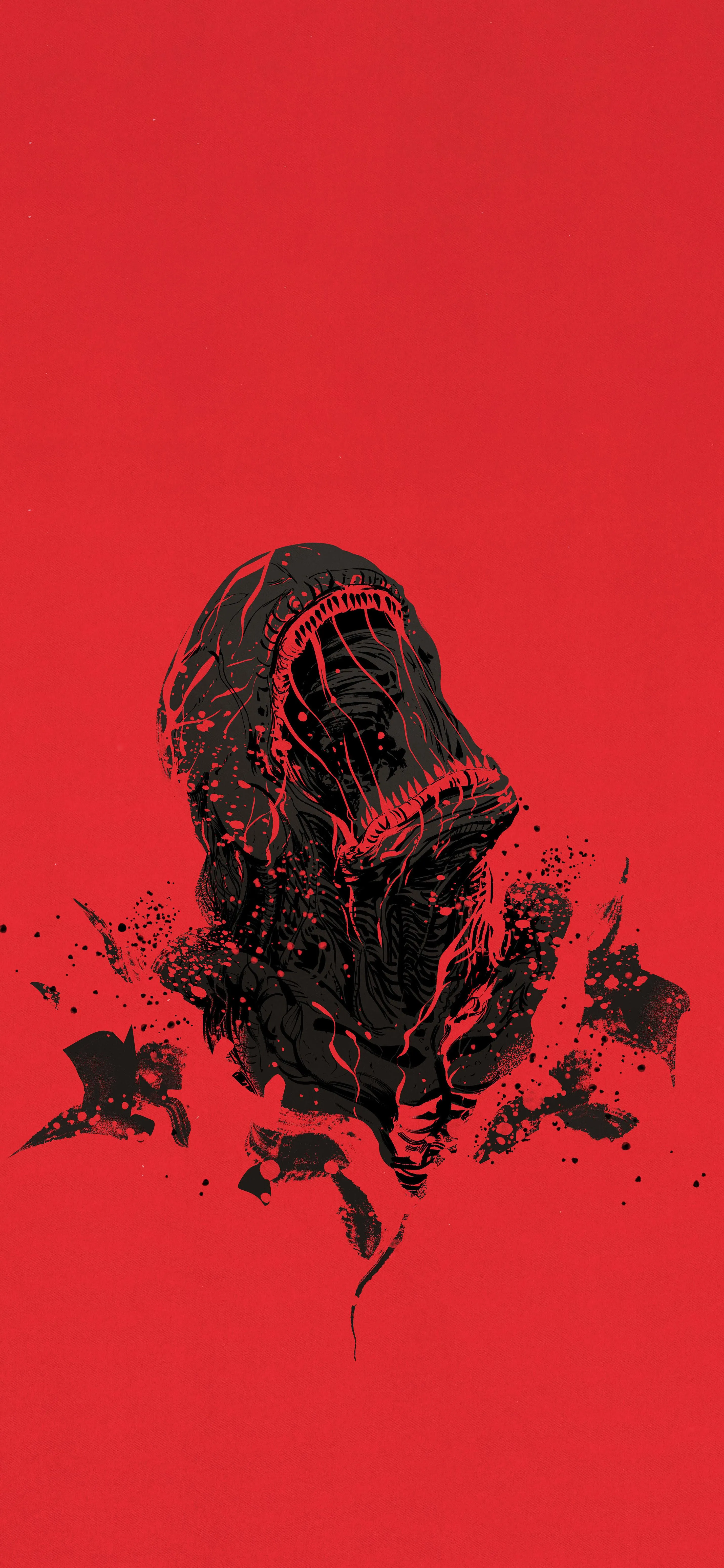 Red Background with Dark Mysterious Character Image HD