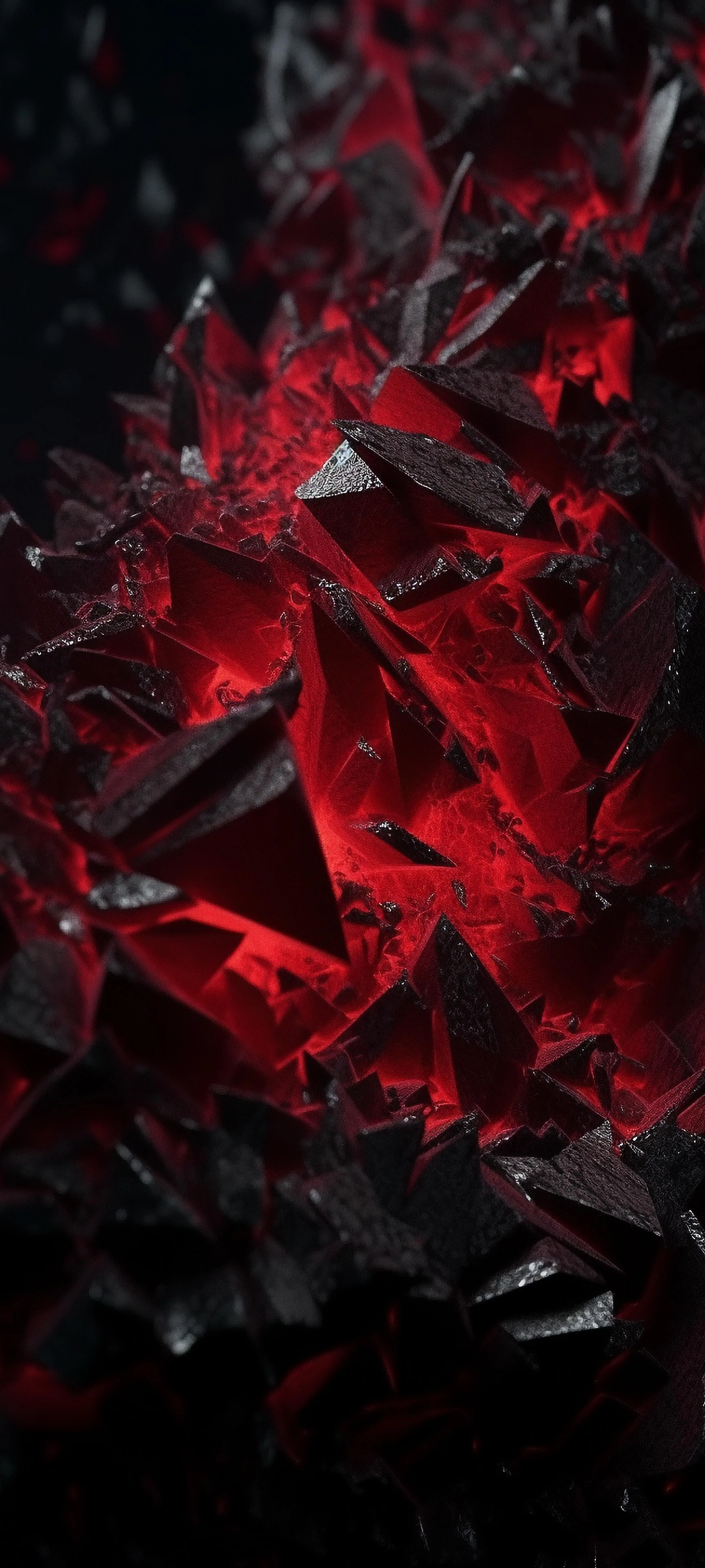 Red Crystal Shards Forming Dark Abstract Pattern Wallpaper