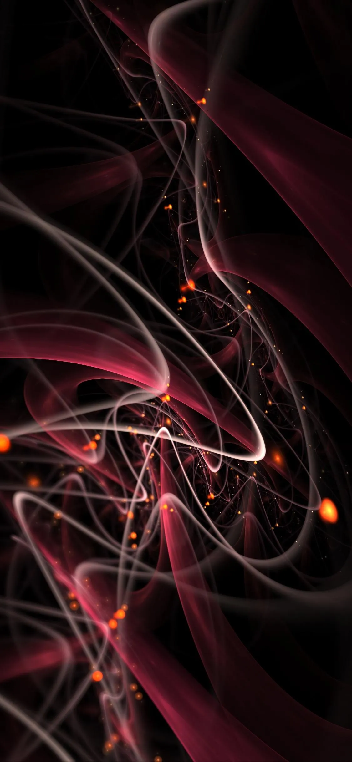 Red Energy Lines Flowing in Dark Abstract Wallpaper