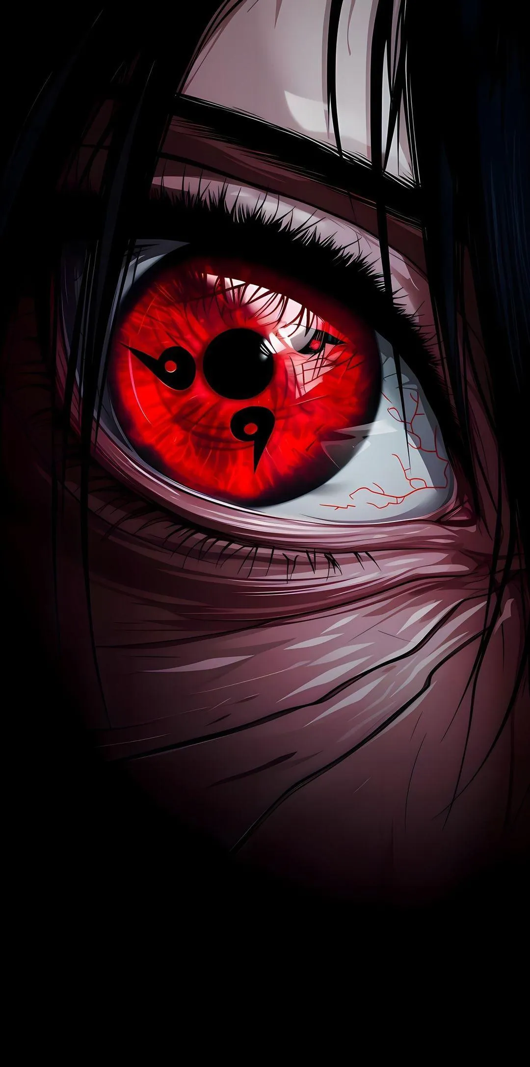 Red Eye Anime Design for Intense Character Wallpaper