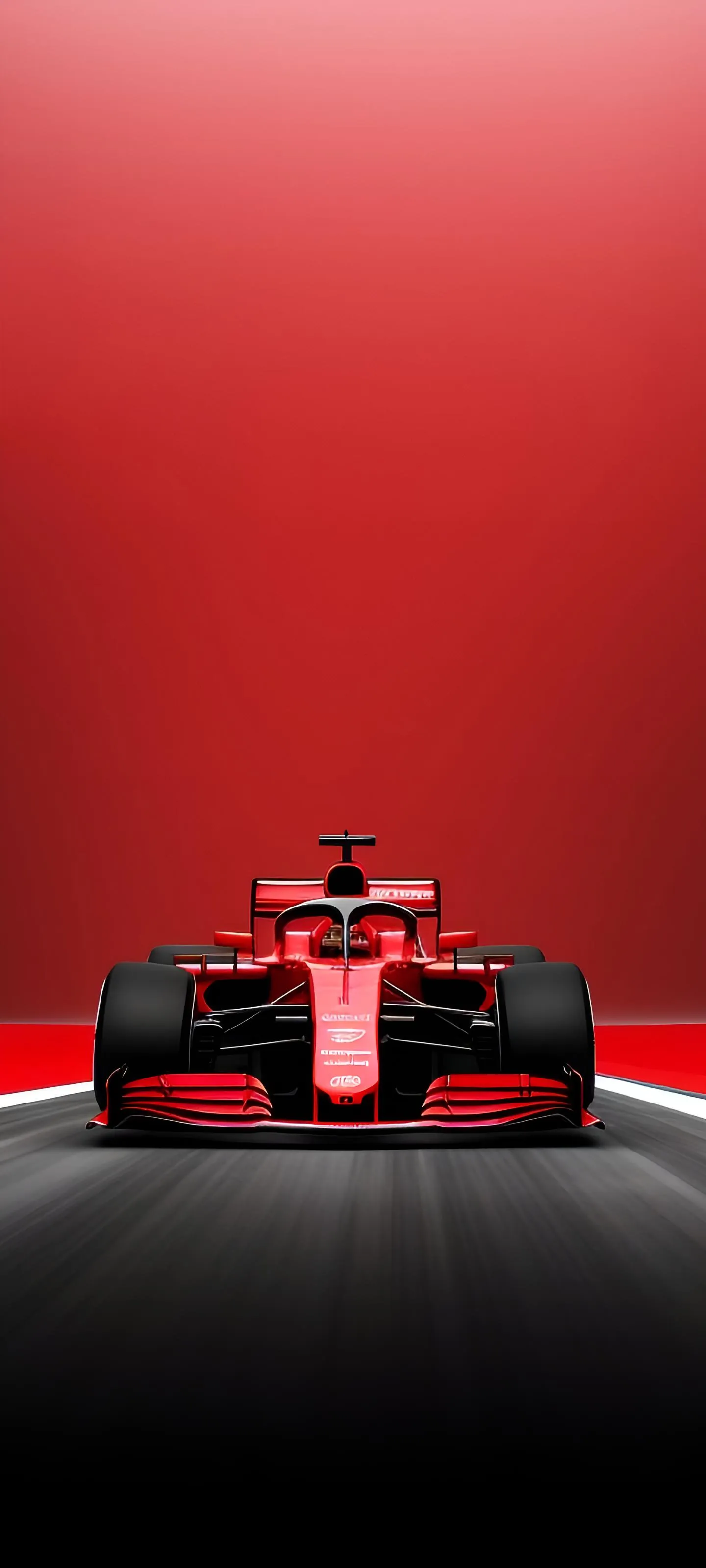 Red Formula One Car on Minimal Black Background Wallpaper