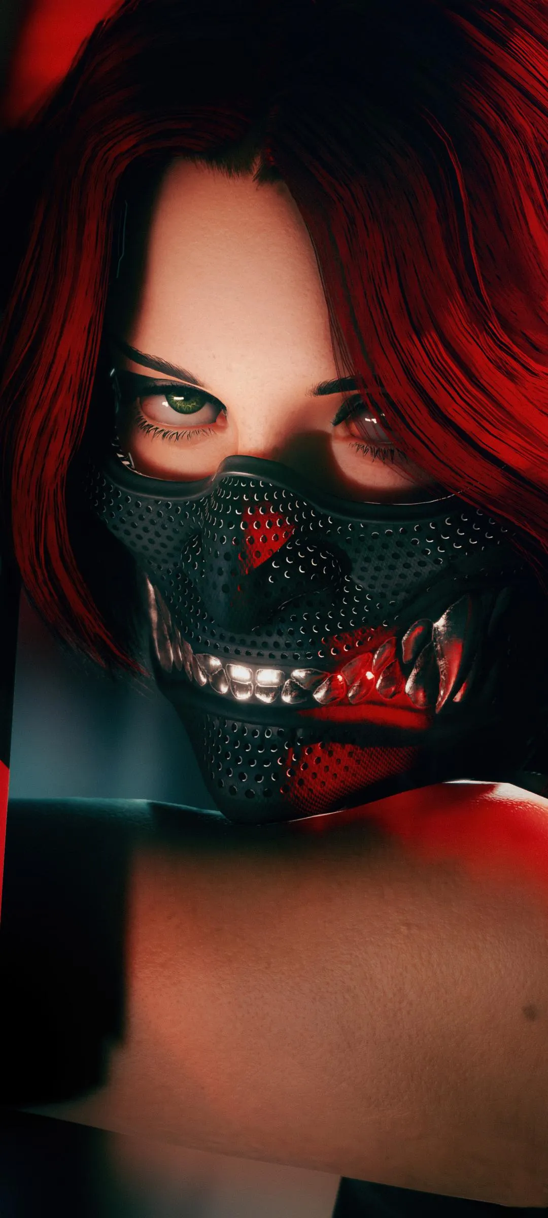 Red Haired Woman With Mysterious Mask in Shadow Wallpaper