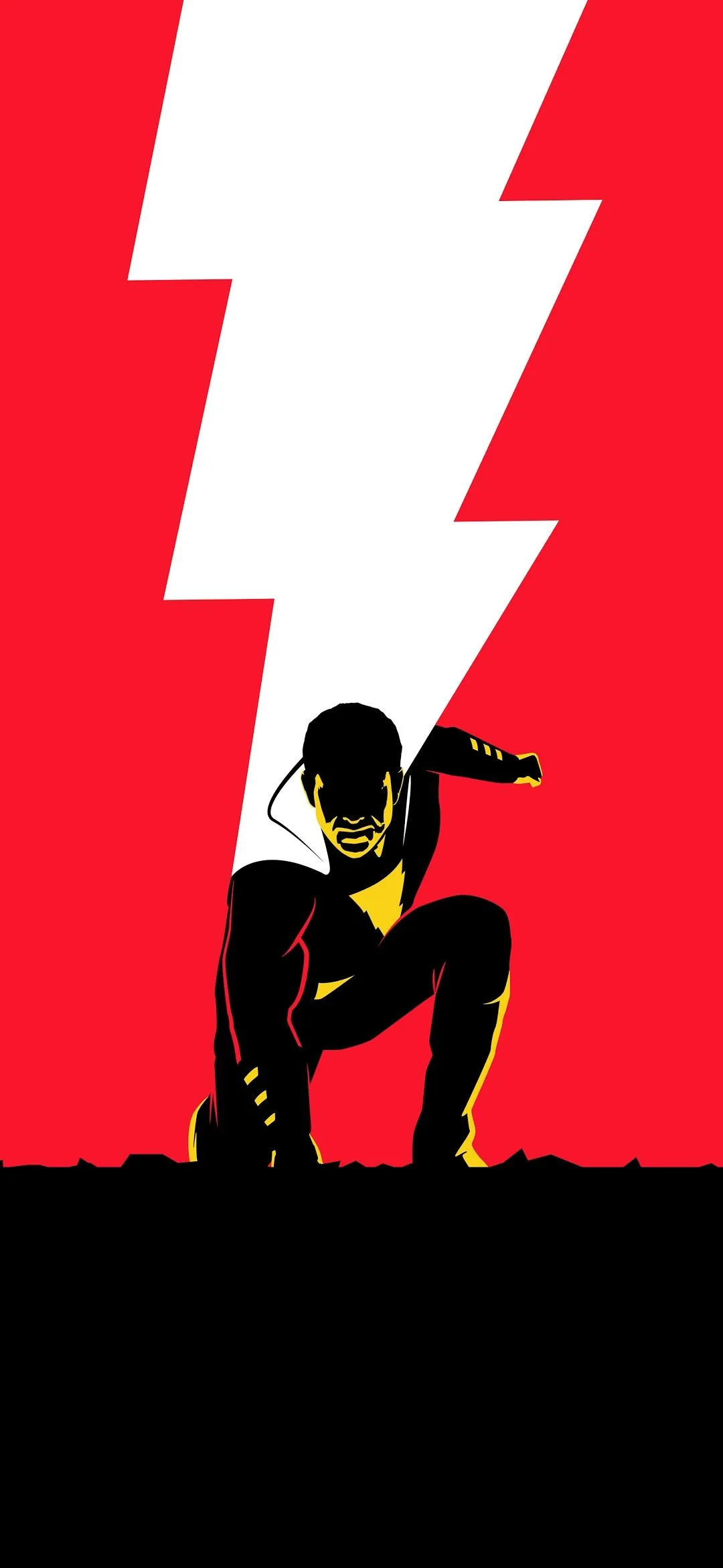 Red Lightning Silhouette of Hero in Bold Graphic Style