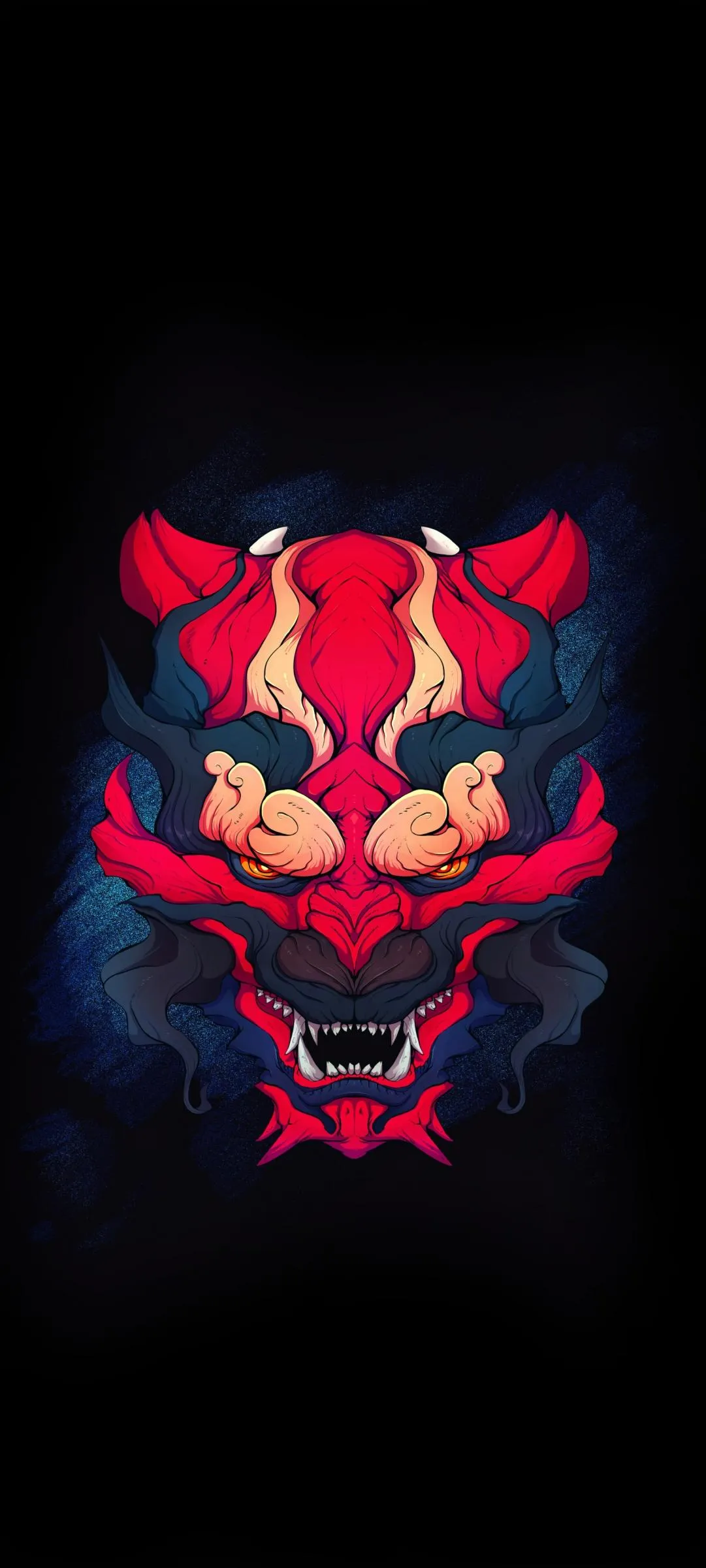 Red Masked Figure in Abstract Dark Artwork Wallpaper