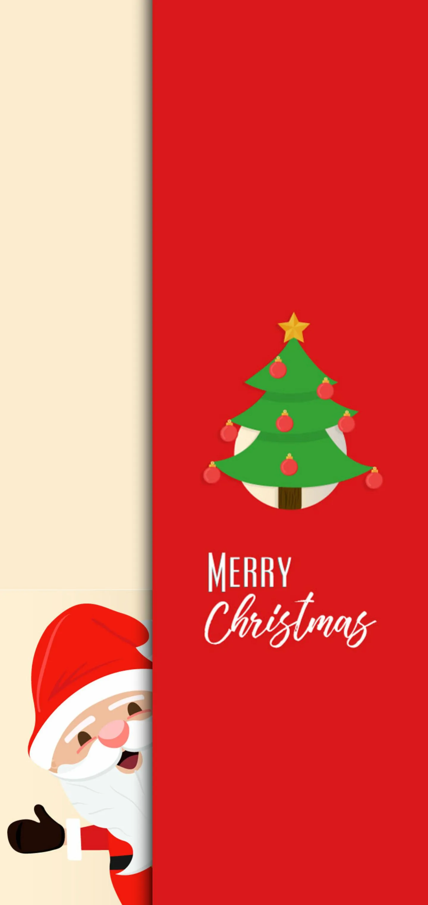 Red Merry Christmas Card with Santa Hat Artwork Wallpaper