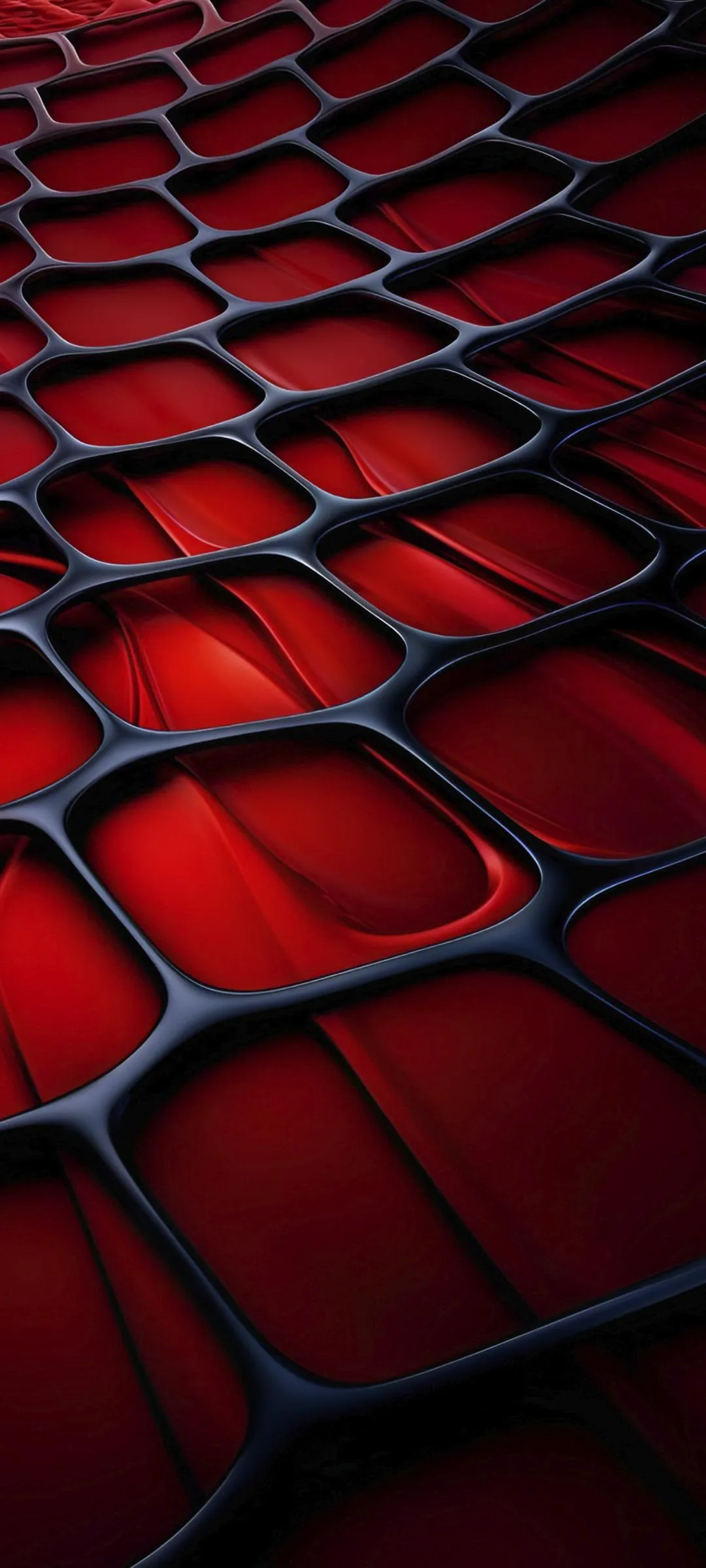 Red Metallic Grid Pattern With Reflective Surface Art