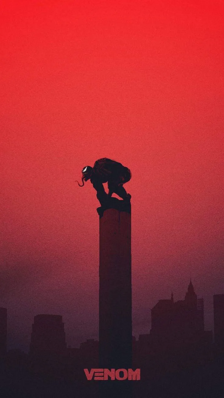 Red Minimal Tower Silhouette Wallpaper for Phones HD