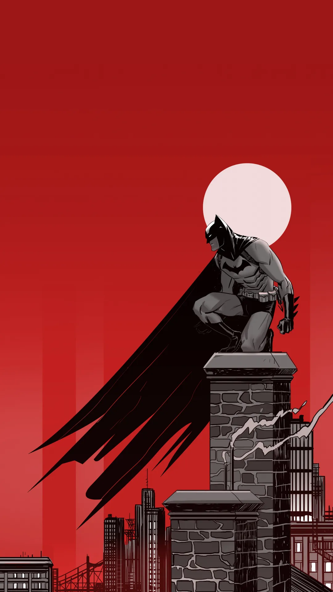 Red Moon Hero Silhouette Art for iPhone 14 Pro Max