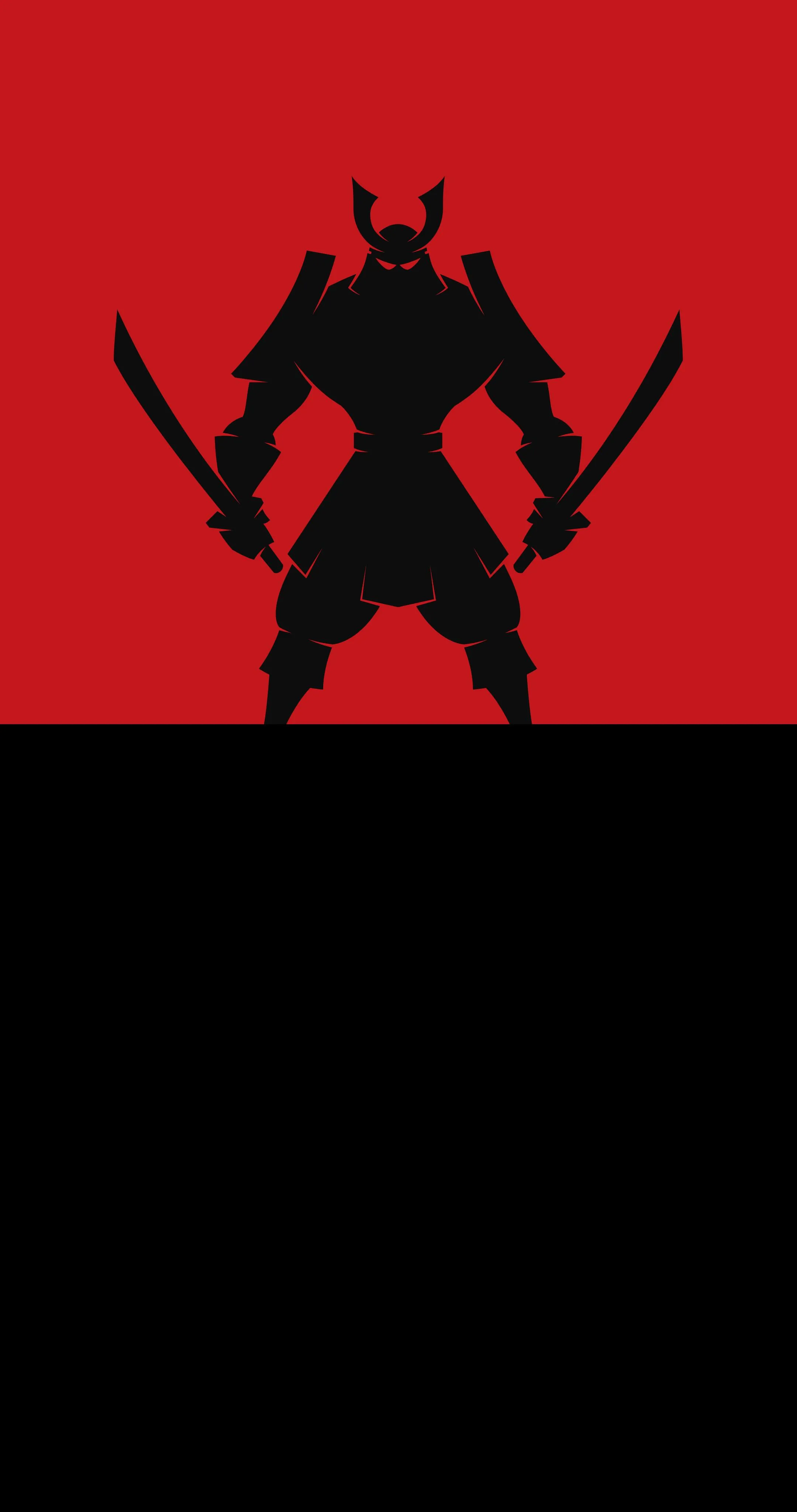 Red Shadow Figure Standing Against Black Background