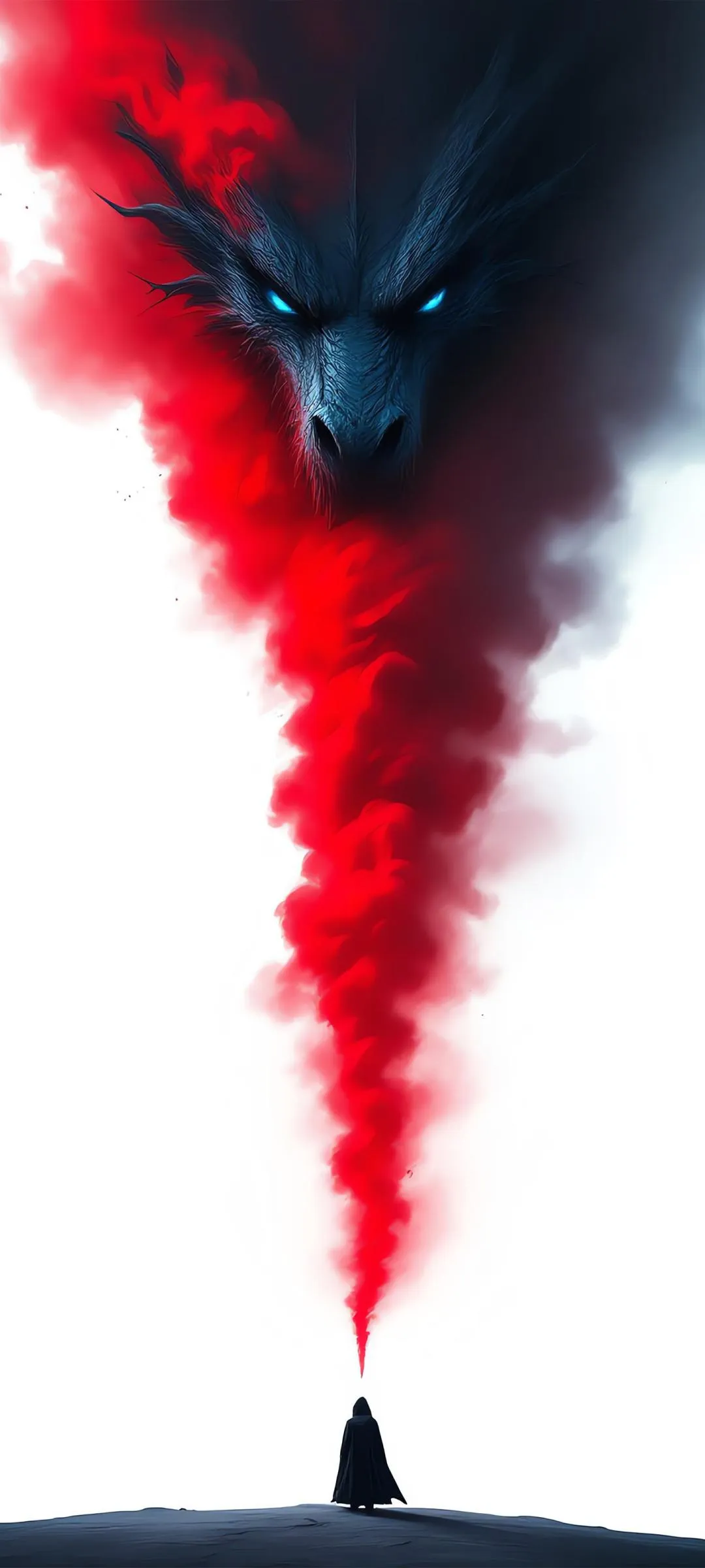 Red Smoke Dragon Explosion Fantasy Art Phone Wallpaper