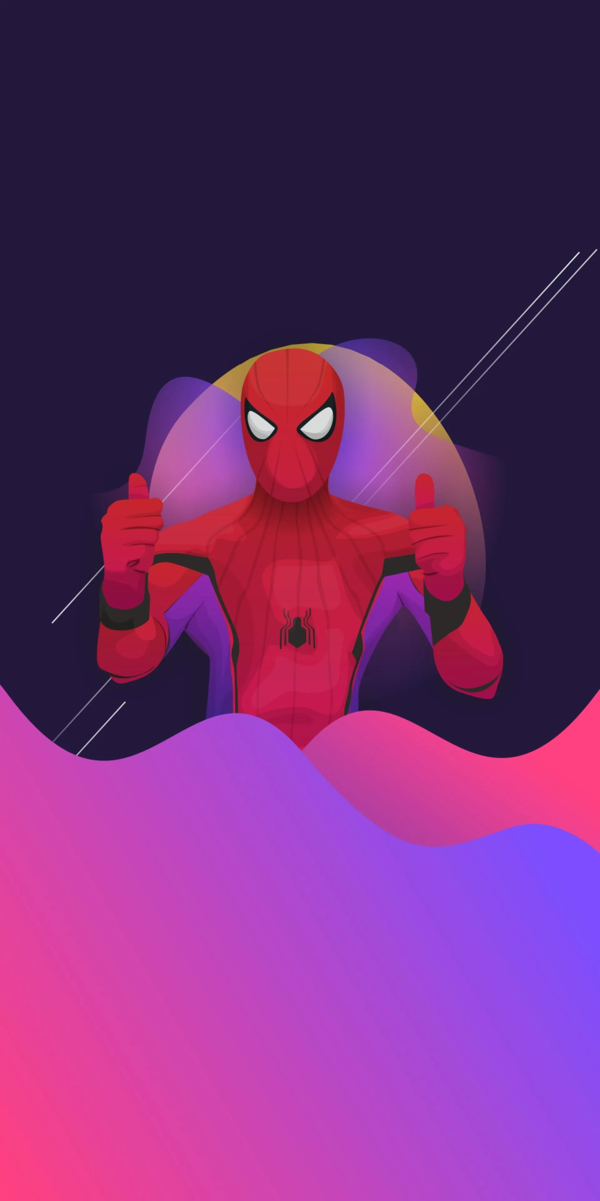 Red Spiderman Cartoon Character Standing on Purple Hilltop