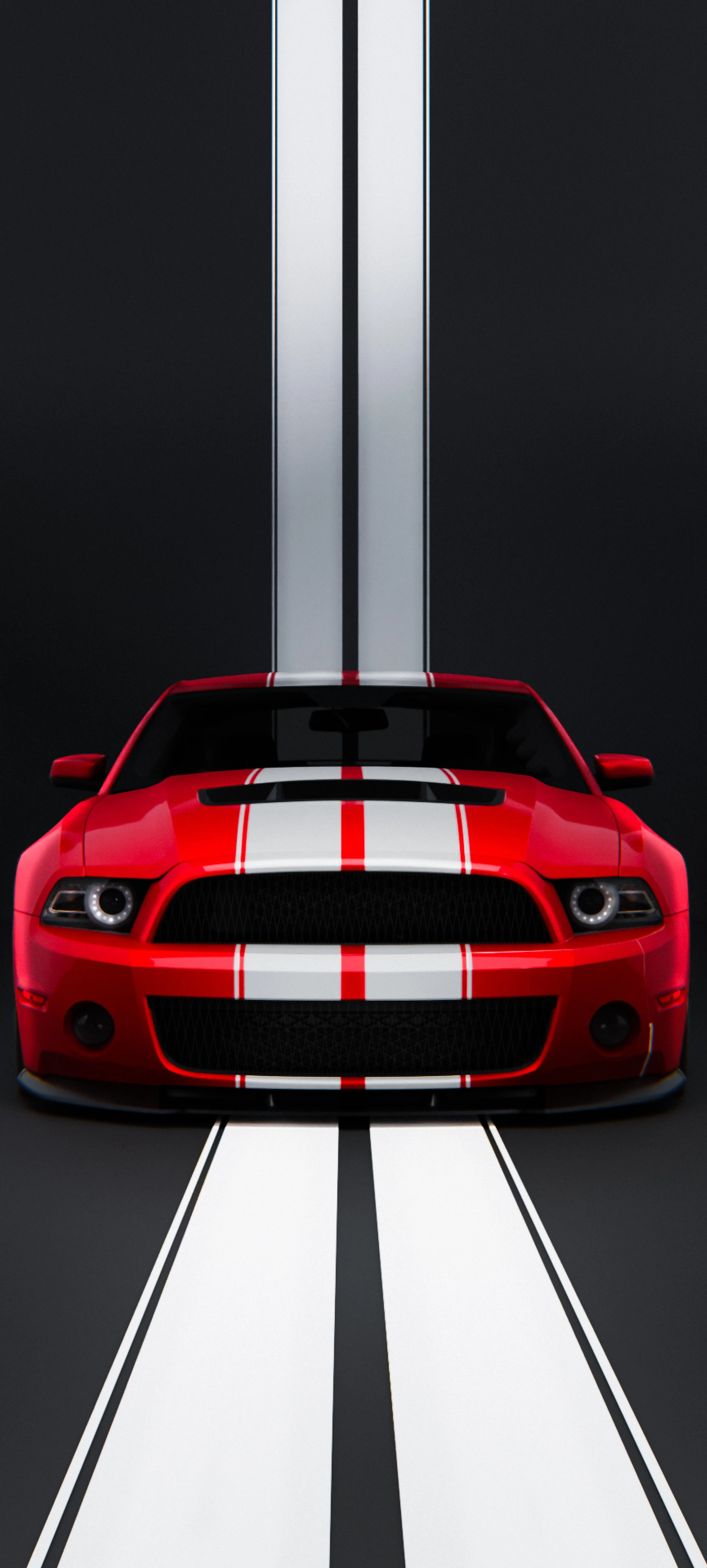 Red Sports Car on Black and White Track Background HD