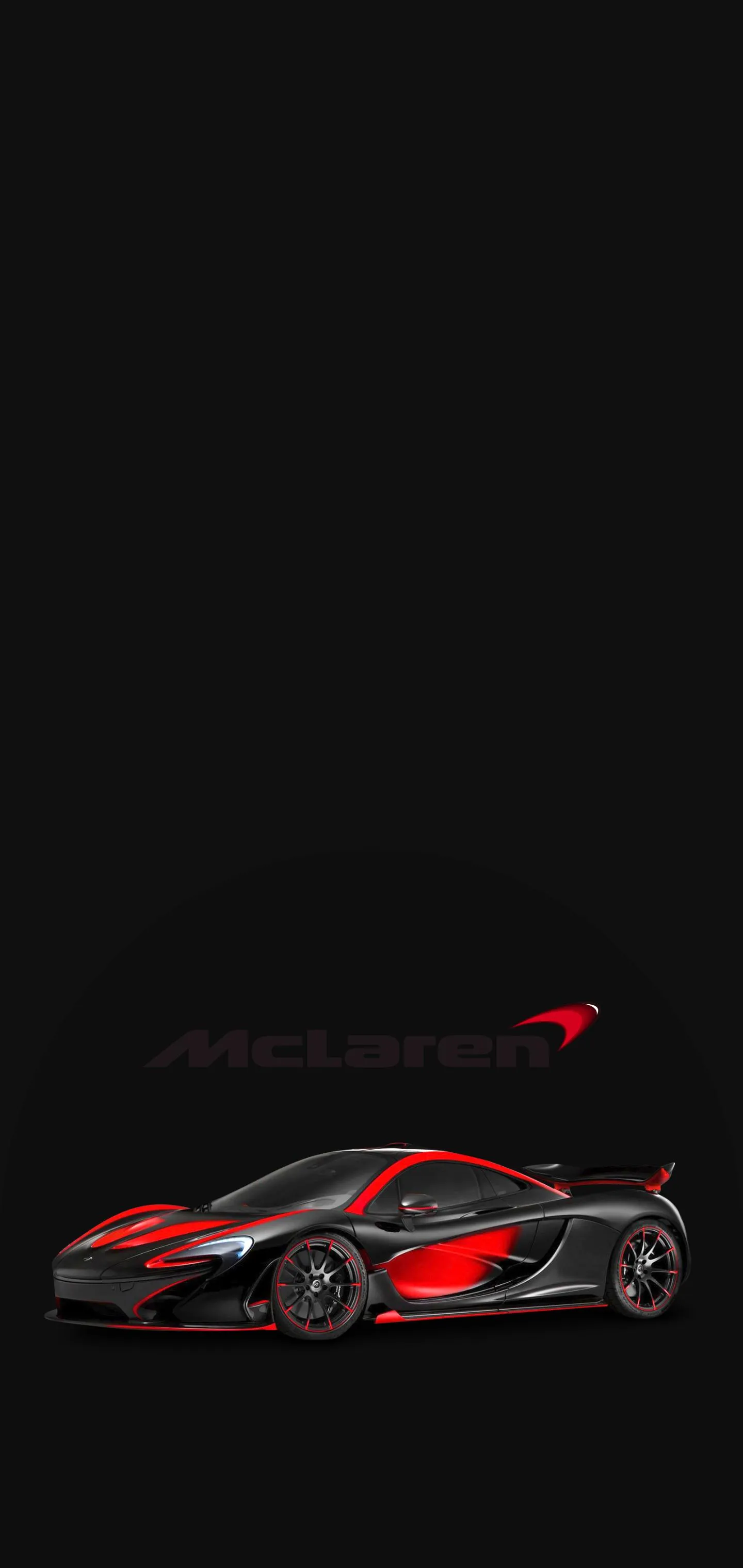 Red Sports Car on Dark Minimal Motion Design Wallpaper
