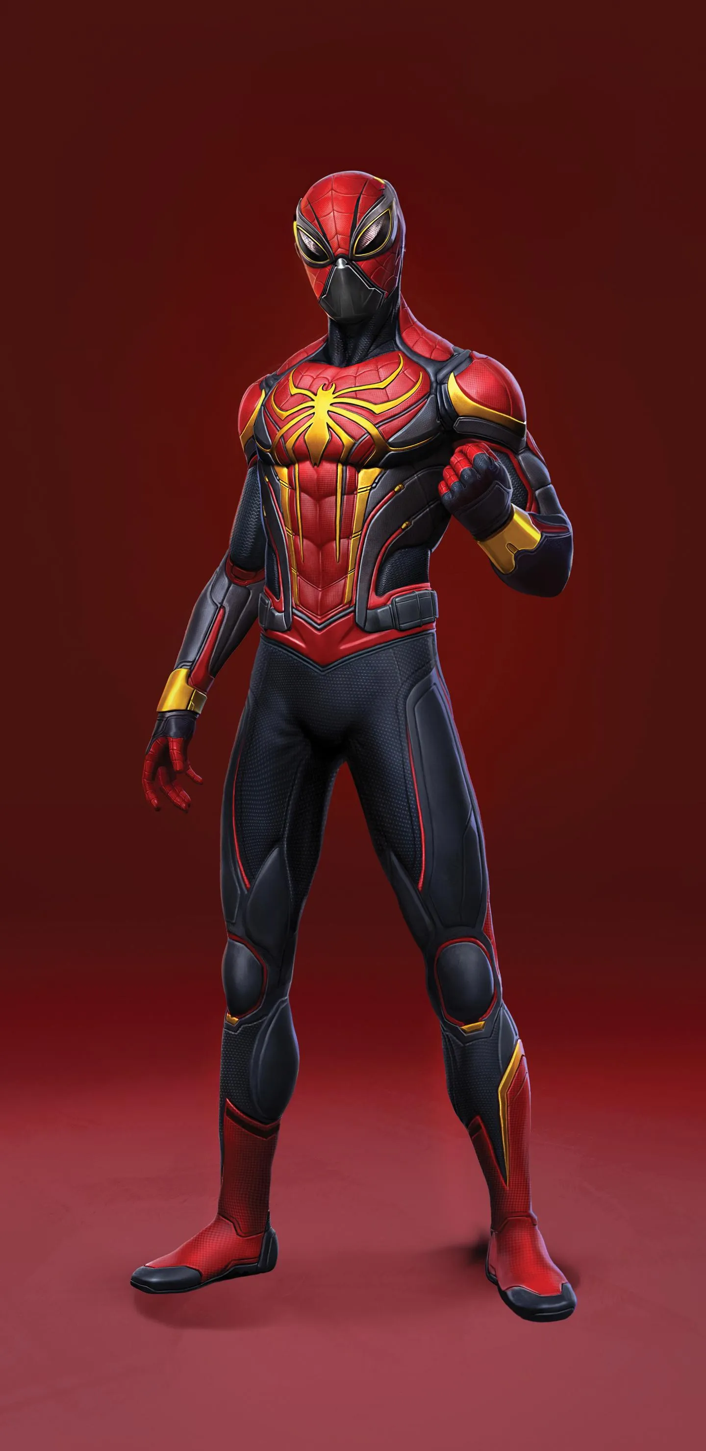 Red Superhero Standing Boldly Against Crimson Background