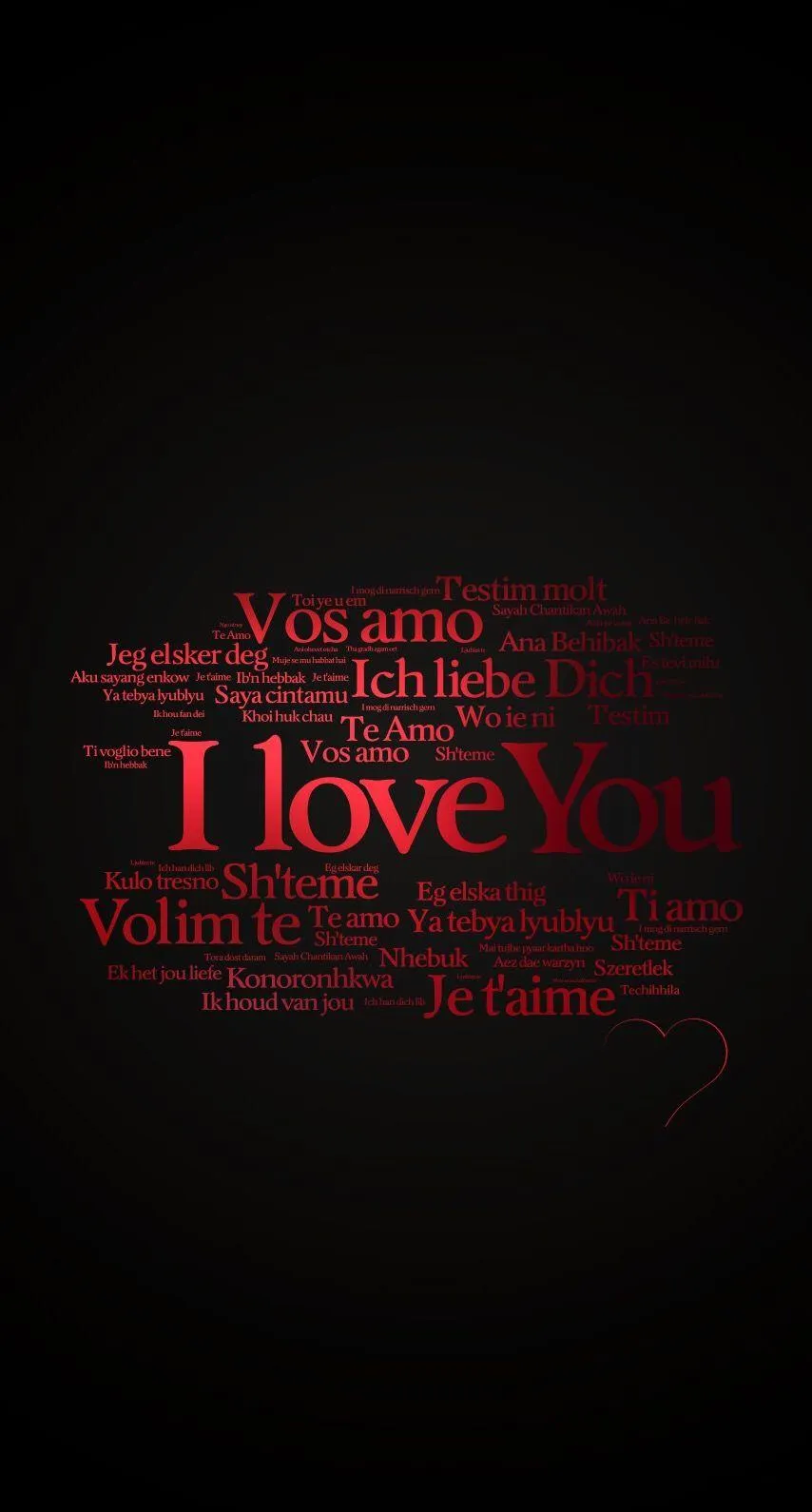 Red Text Message Glowing in Dark Soft Romantic Theme