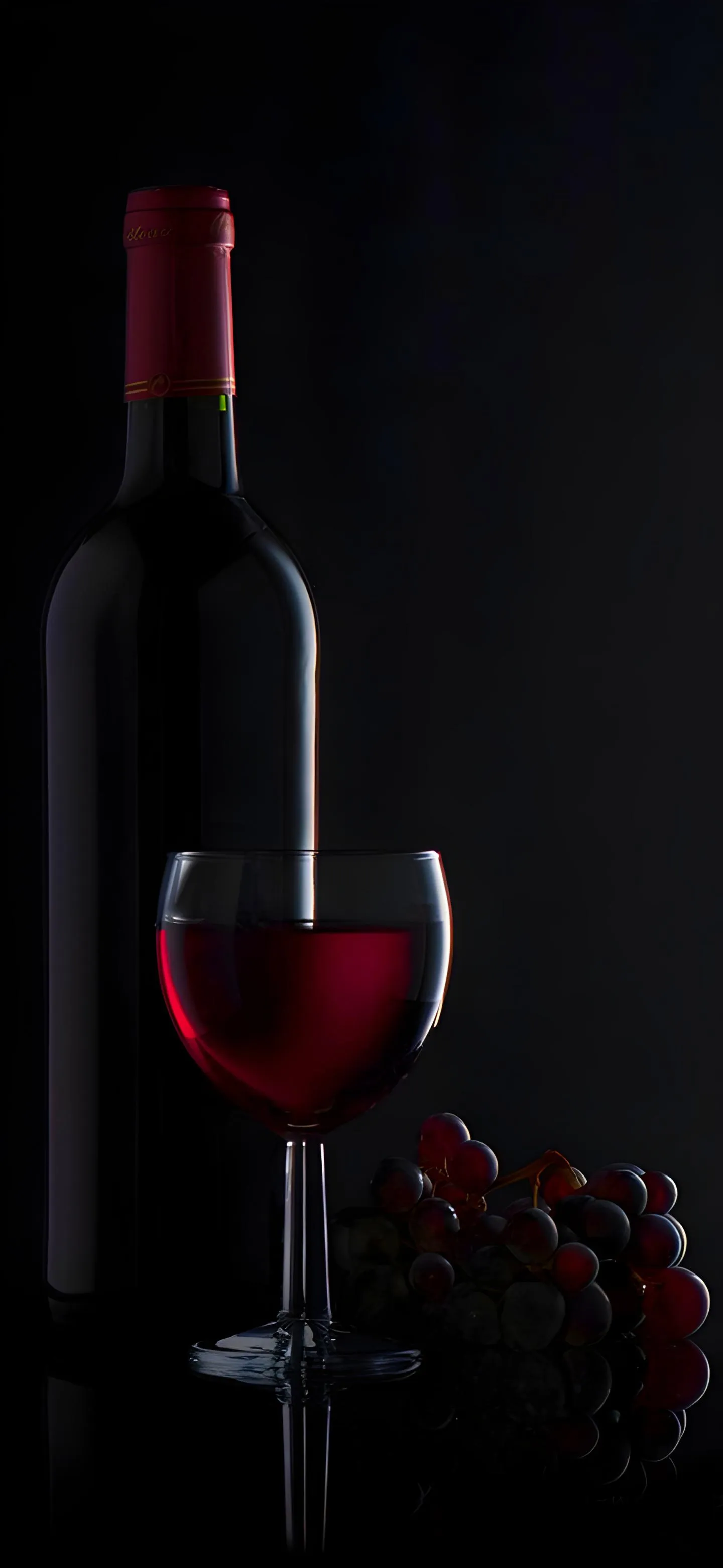 Red Wine Glass on Black Elegant Luxury Aesthetic Wallpaper