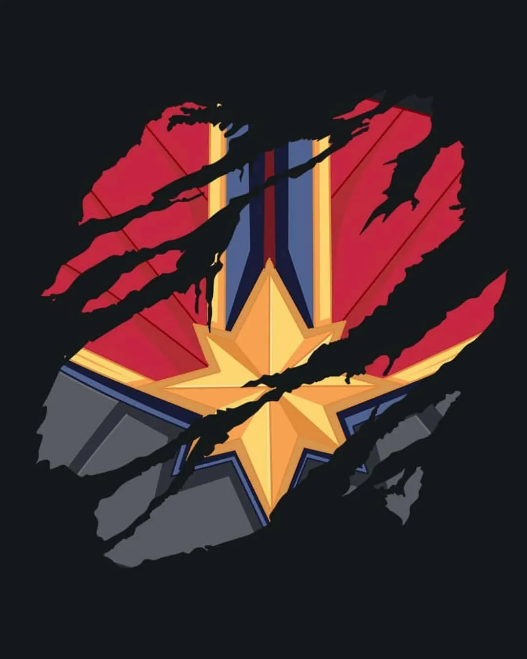 Red Yellow Star Emblem Breaking Through Dark Surface