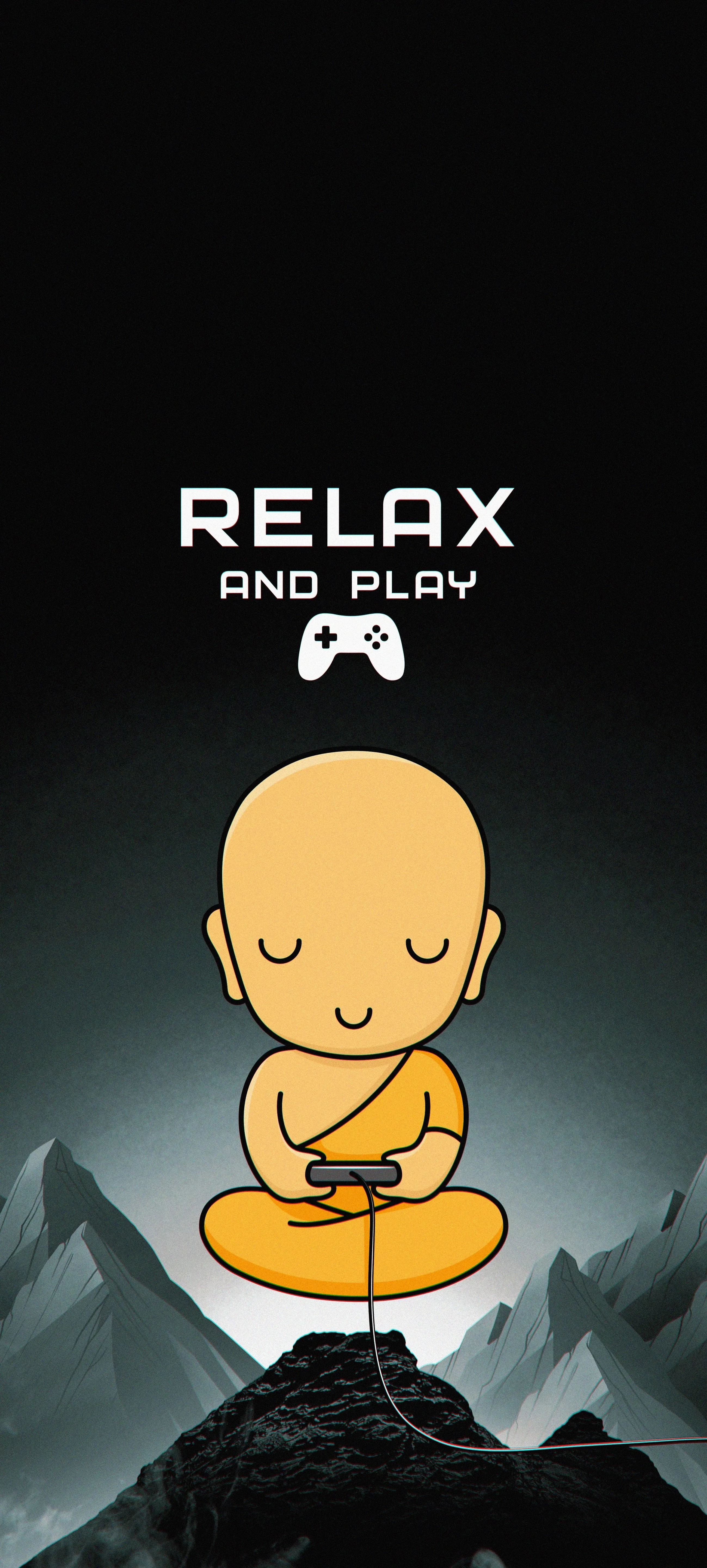 Relaxing Meditation Cartoon Character with Mountains Background