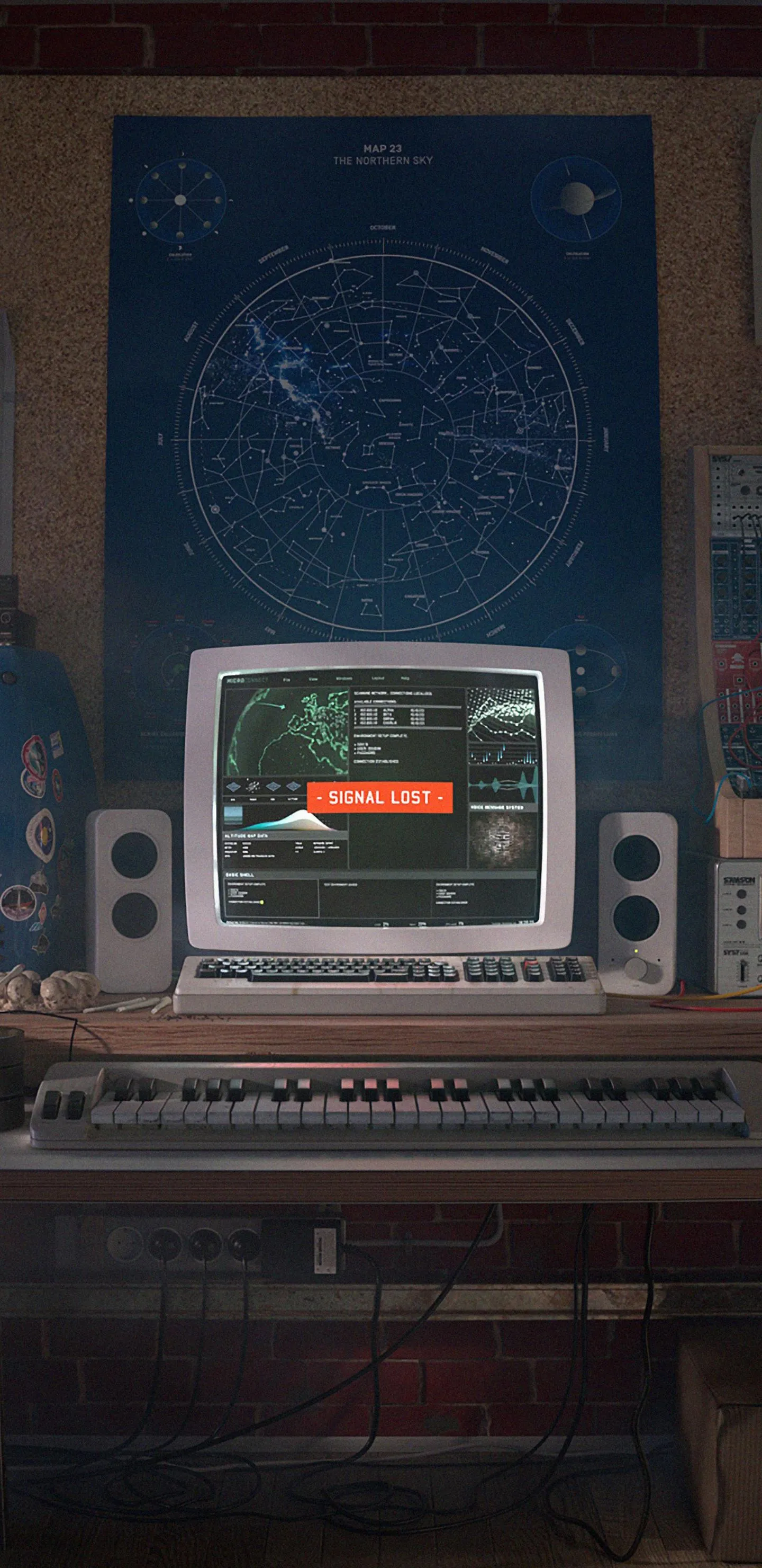 Retro Computer Setup Showing Signal Lost on Monitor Screen