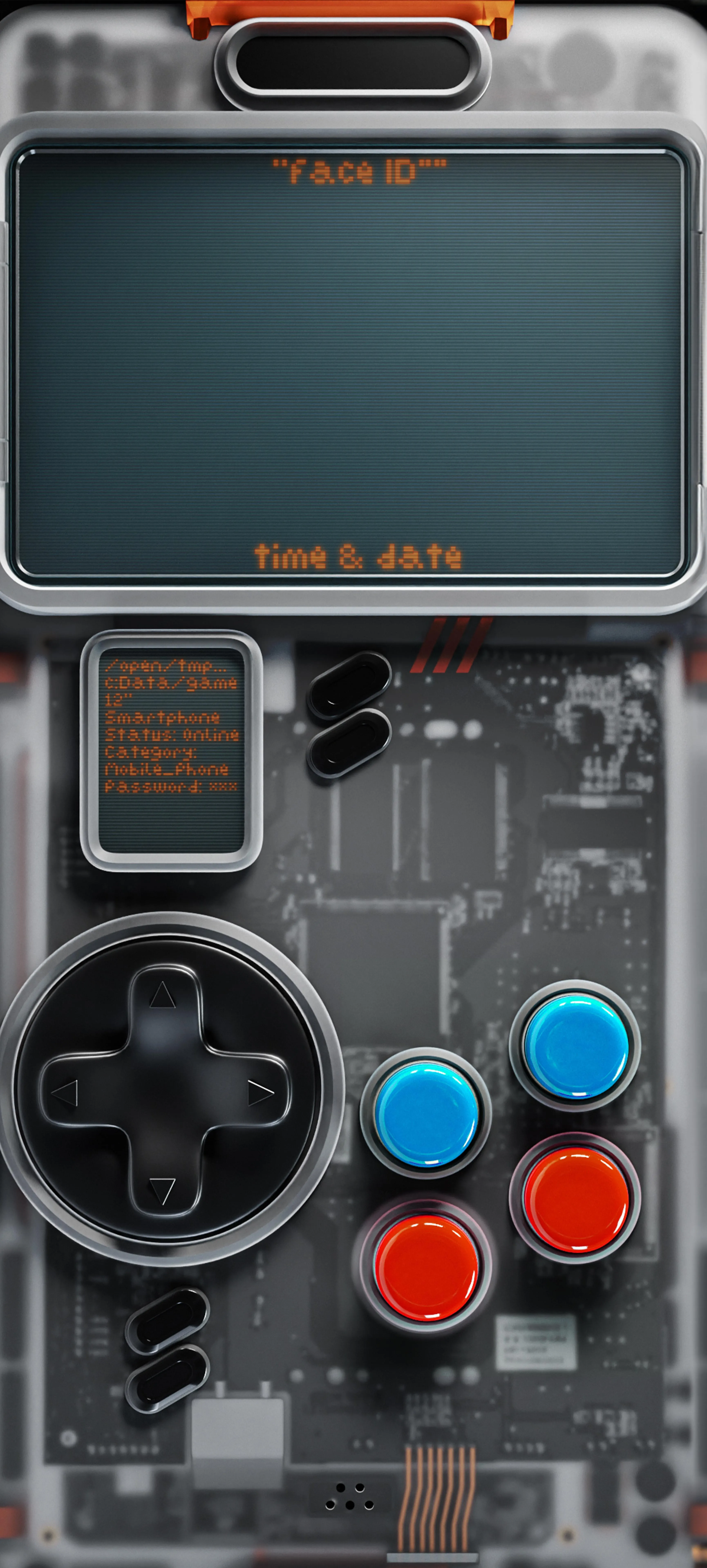 Retro Gaming Console with Buttons and Transparent Casing