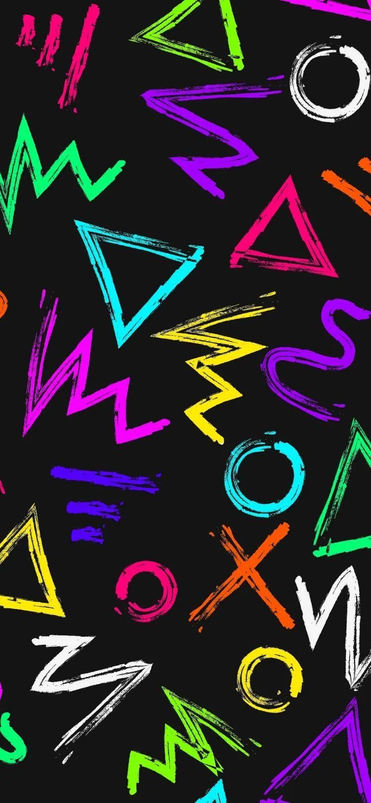 Retro Neon Pattern with Shapes Style Free Wallpaper