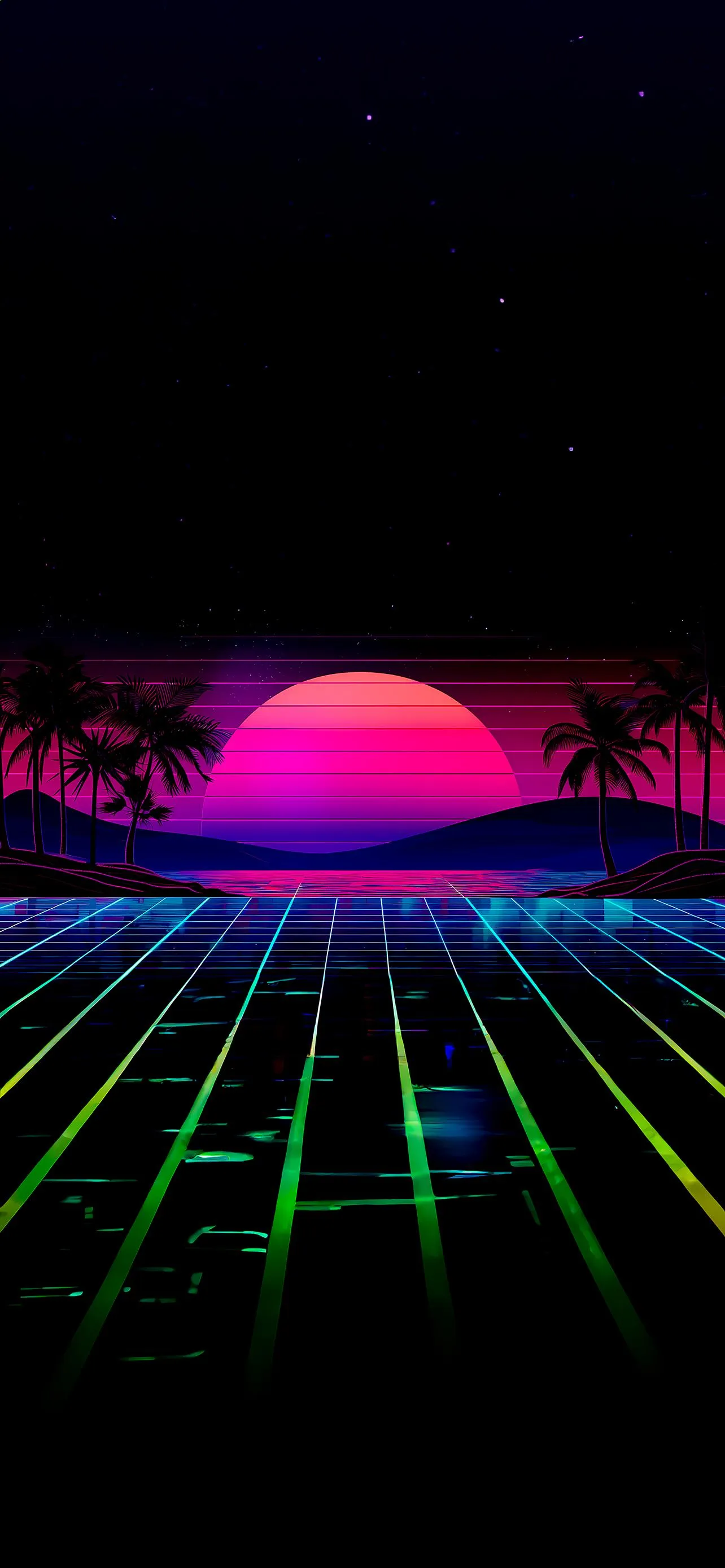 Retro Purple Planet in Grid Neon SciFi Vaporwave Theme