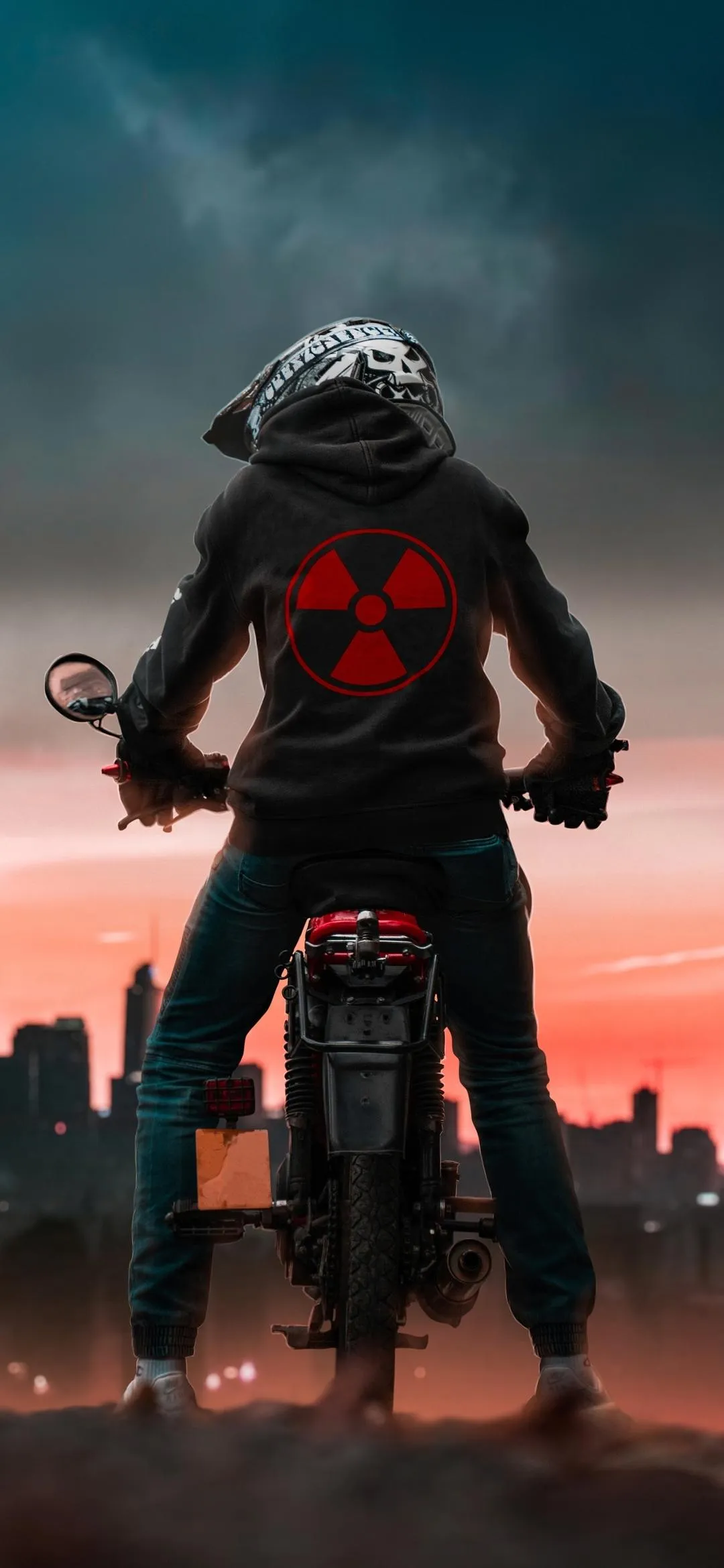 Rider in Black Suit Sunset View Cinematic Wallpaper