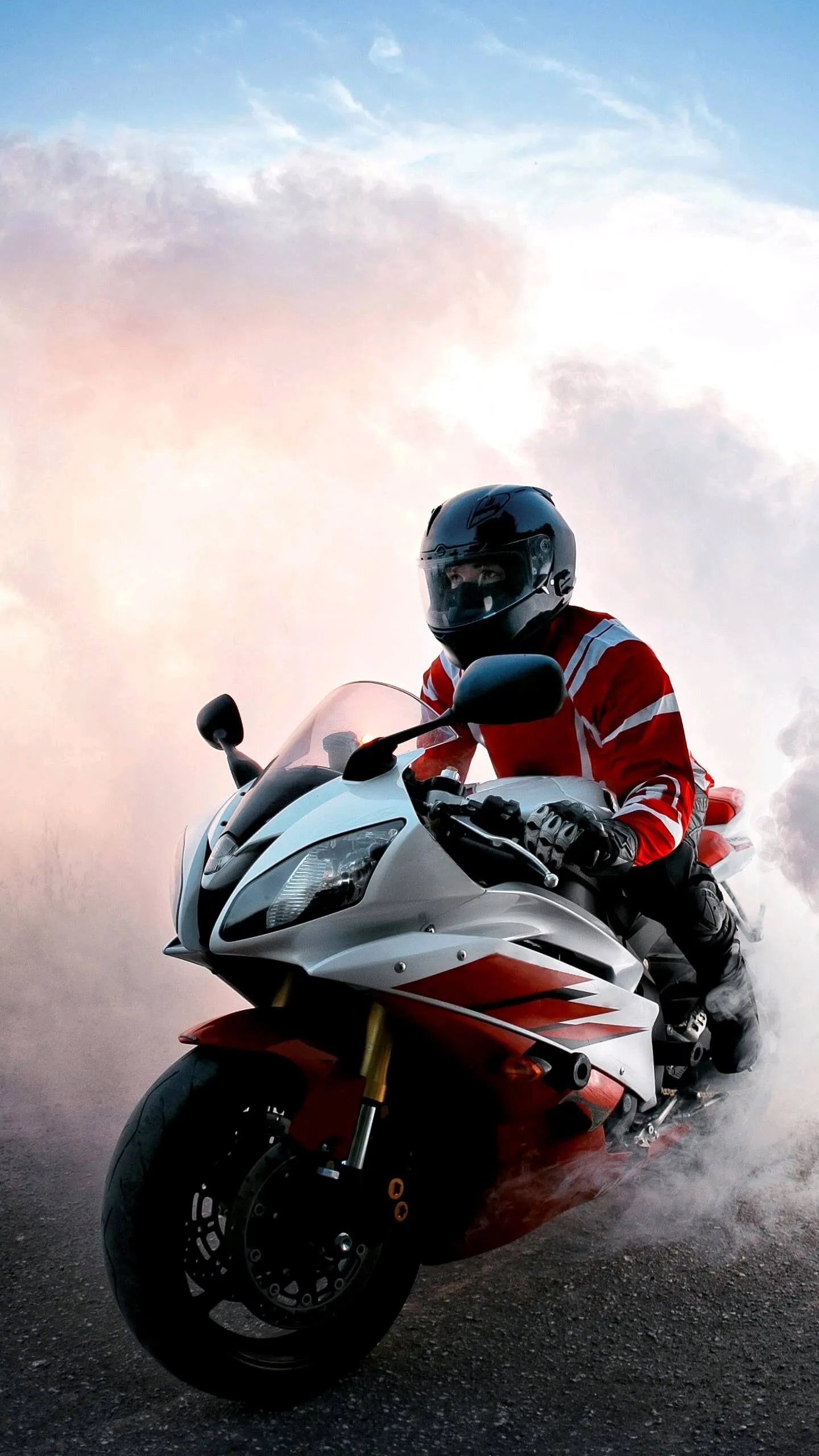 Rider on Sport Bike in Dramatic Urban Action Scene