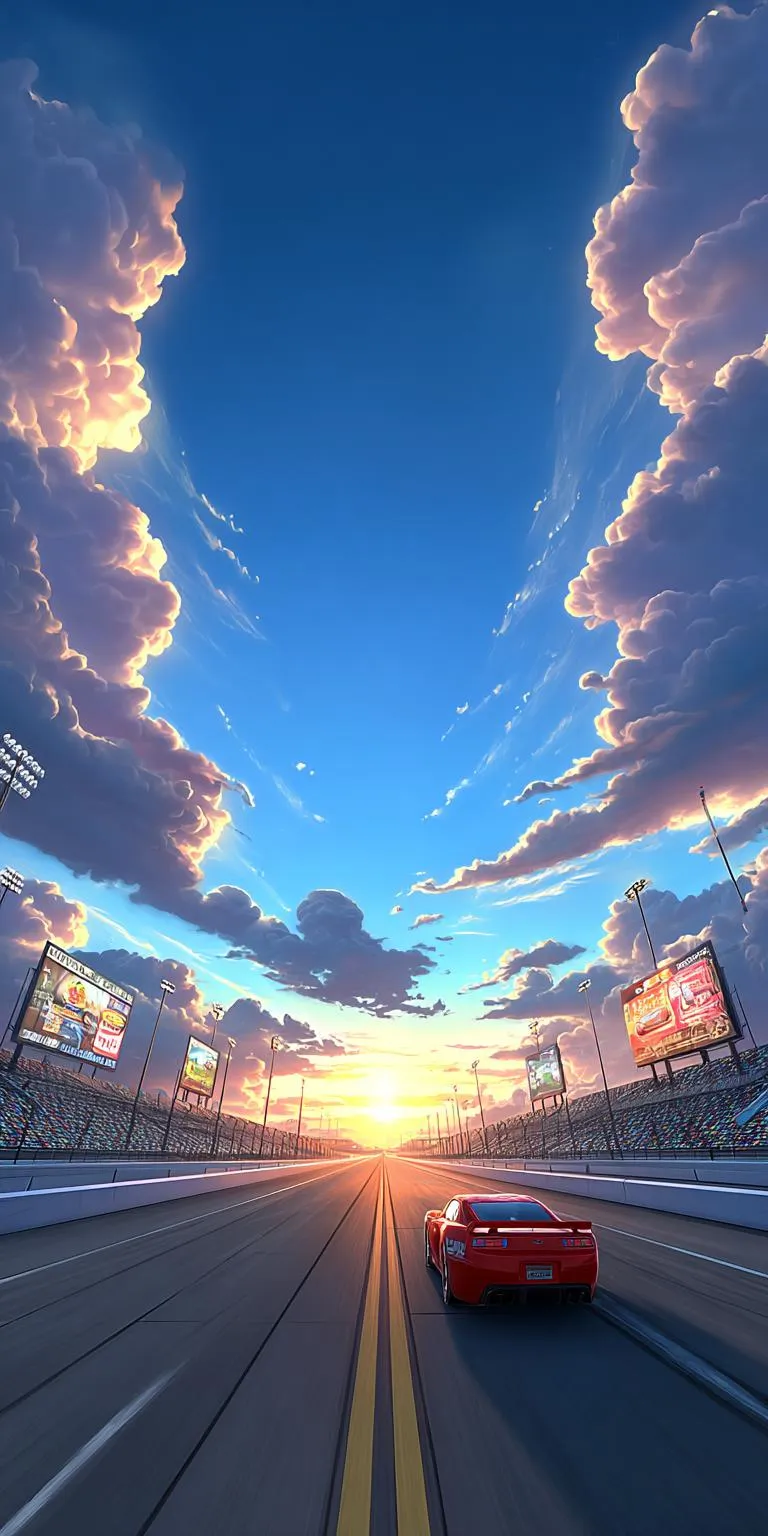 Road to Horizon Under Bright Blue Sky Perspective Wallpaper