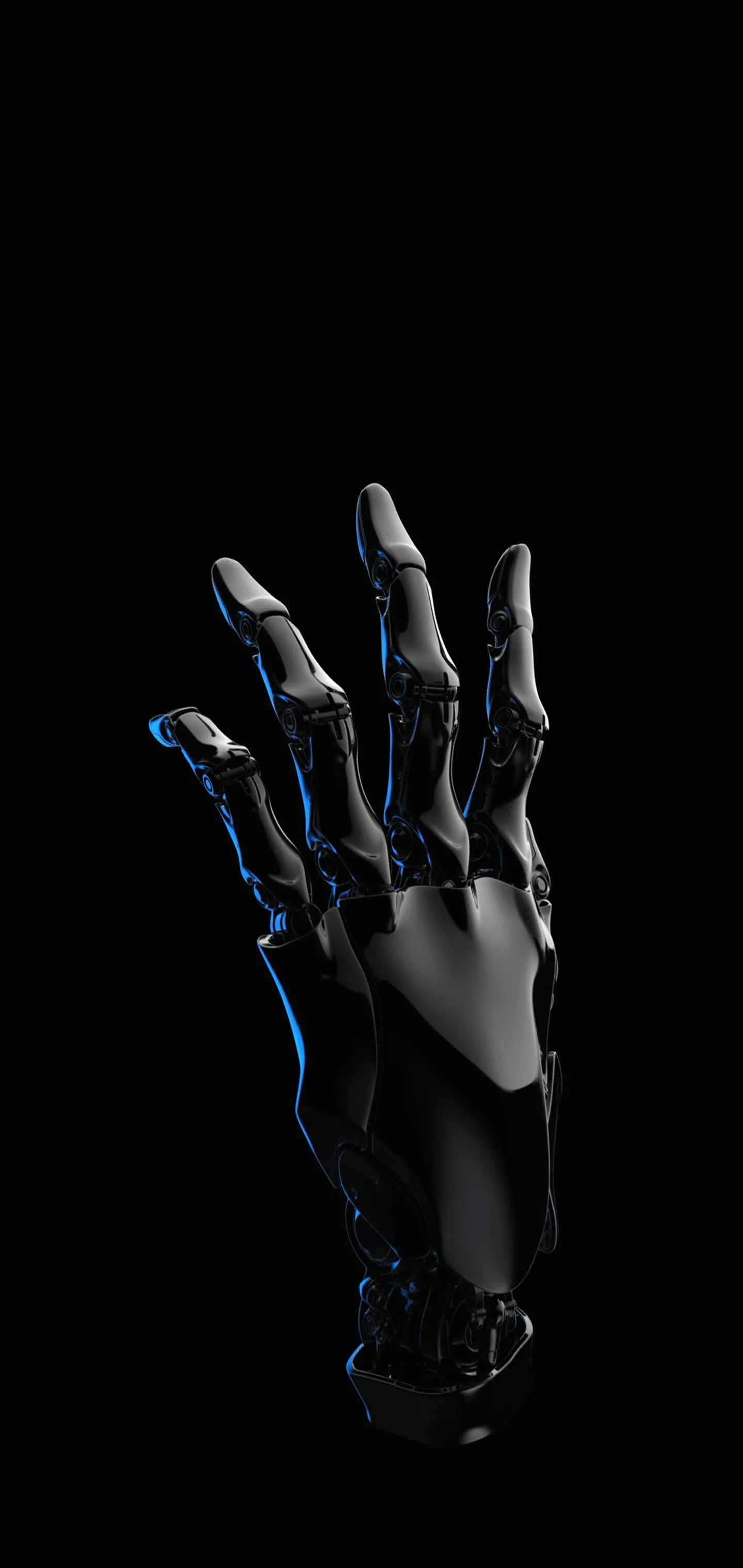 Robotic Hand Reaching Out in Dark Futuristic Scene