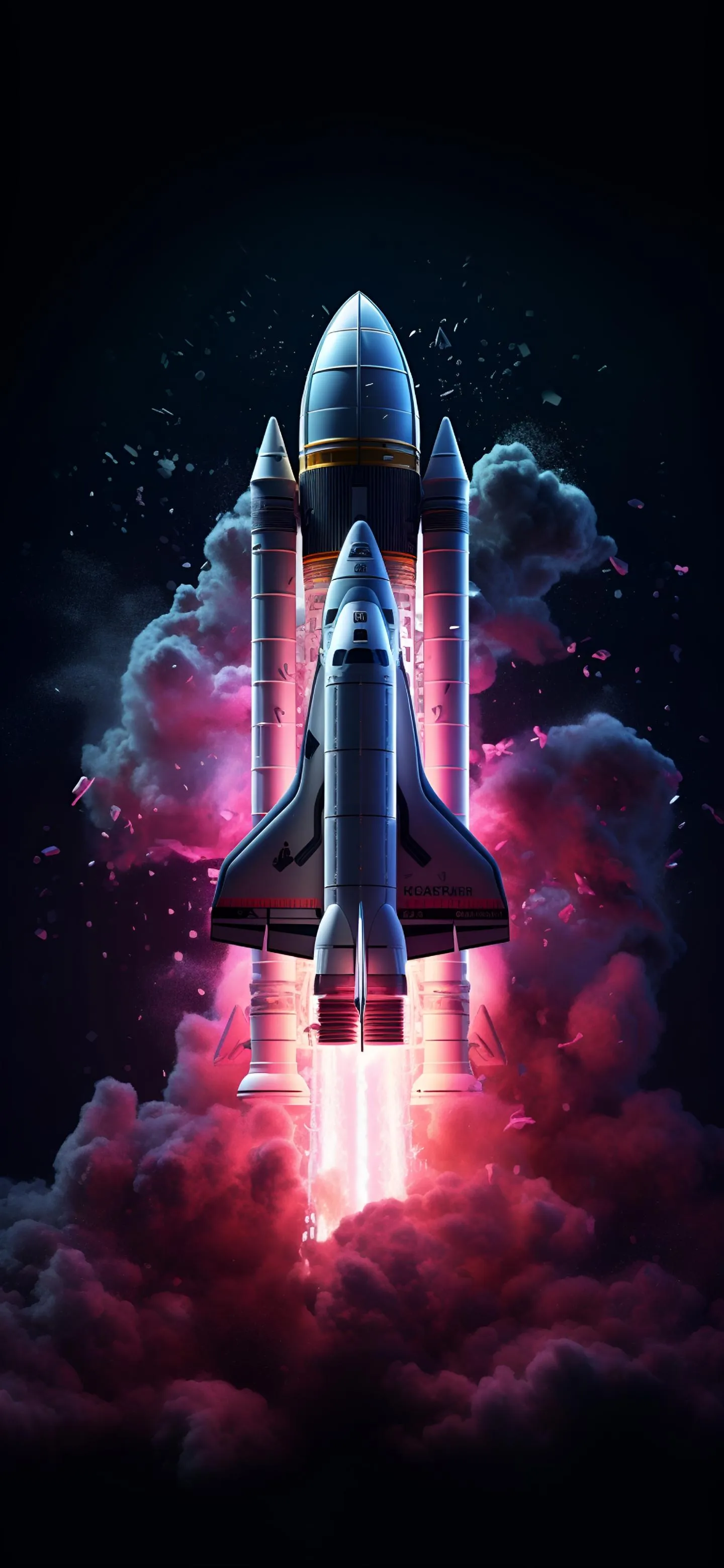 Rocket Launching With Pink Energy Trails Wallpaper