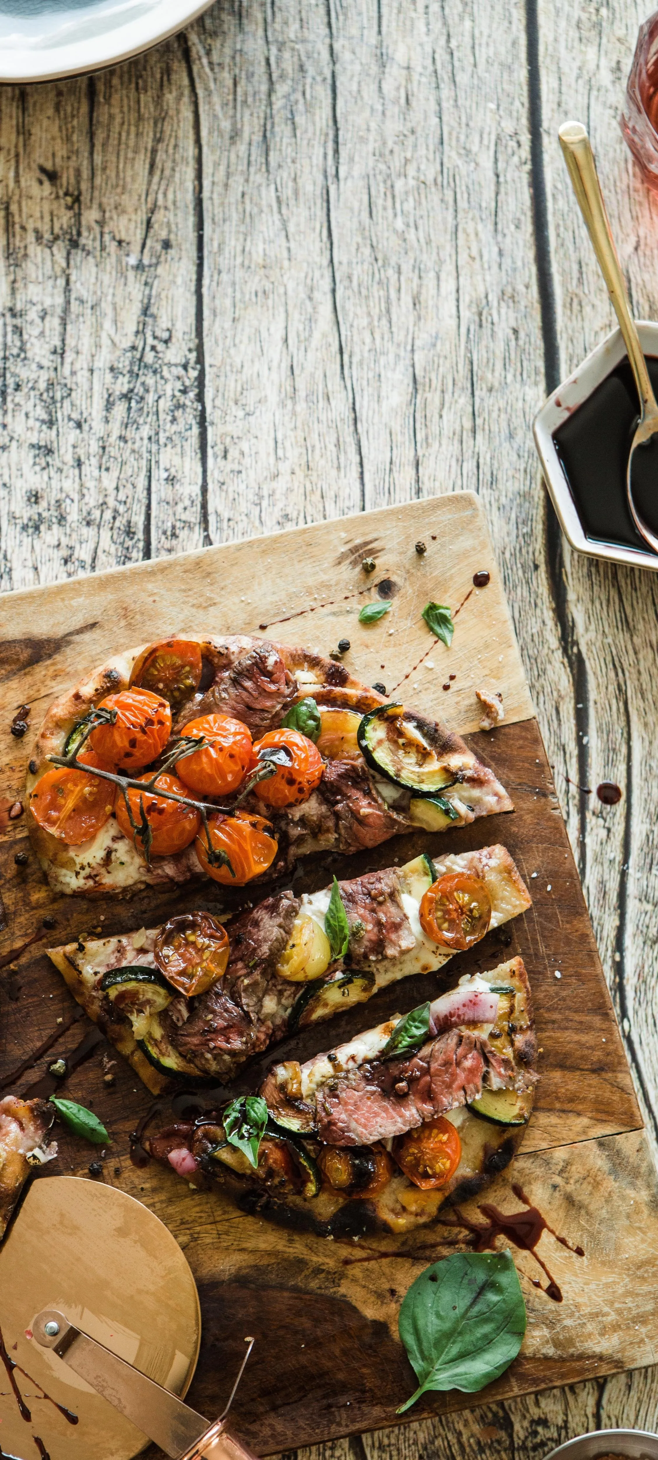 Rustic Food on Wooden Table with Fresh Ingredients Image