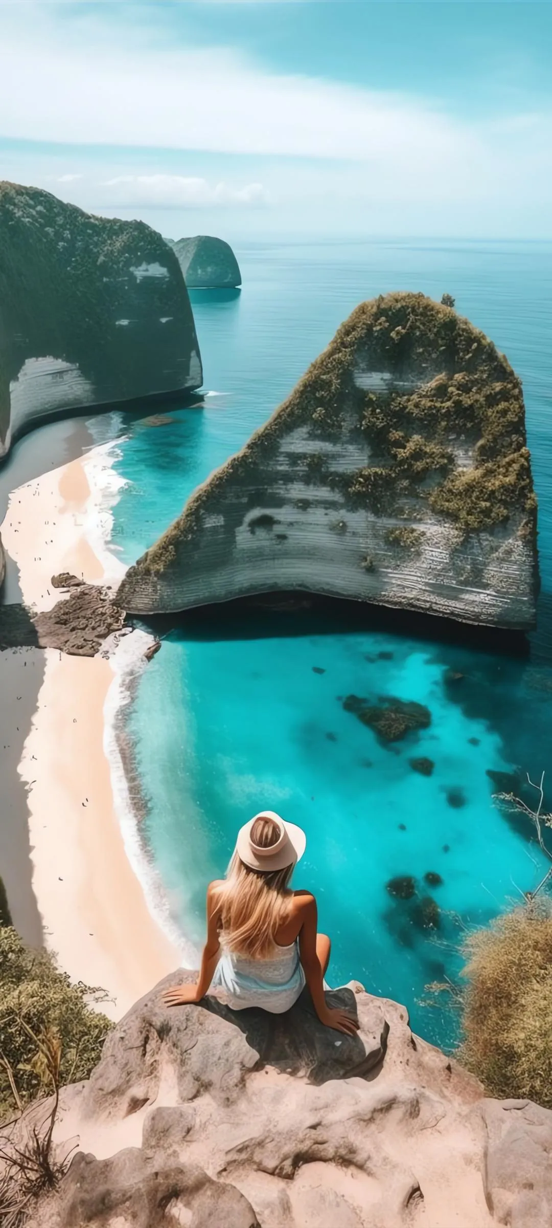 Scenic Beach View from a Cliff with Turquoise Waters