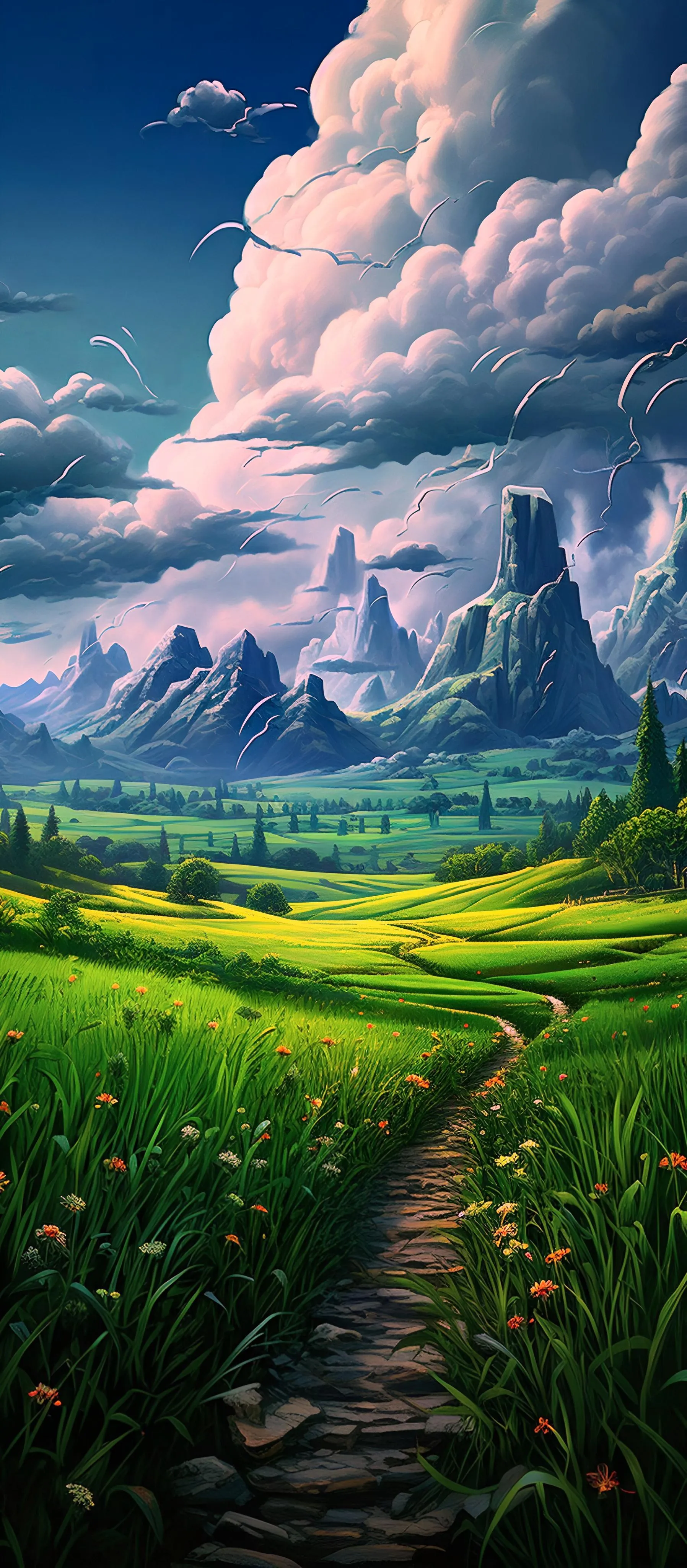 Scenic Mountain View with Lush Valley Landscape Image