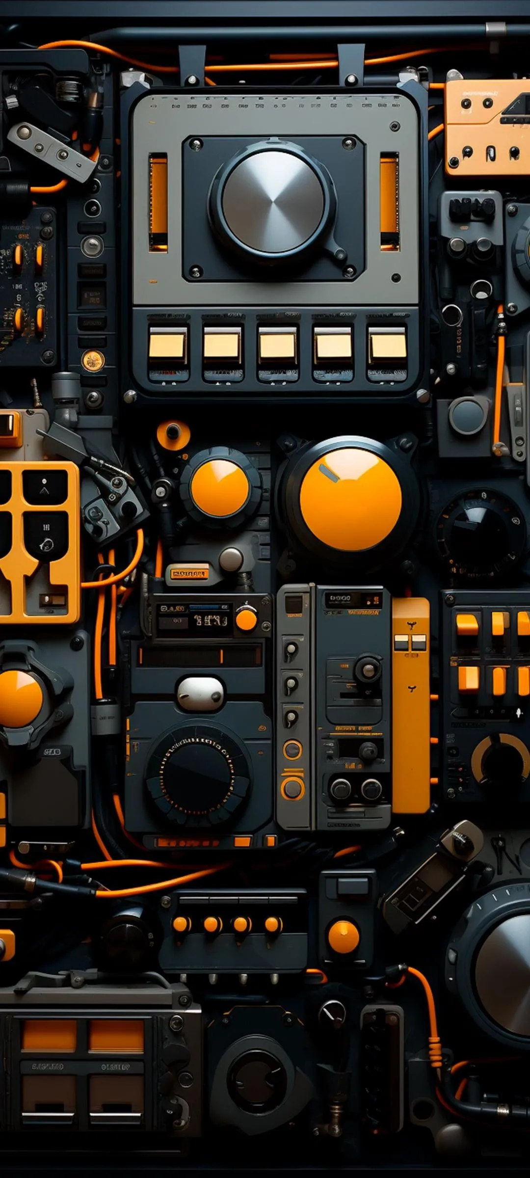 Sci Fi Circuit Control Panel with Orange Highlights