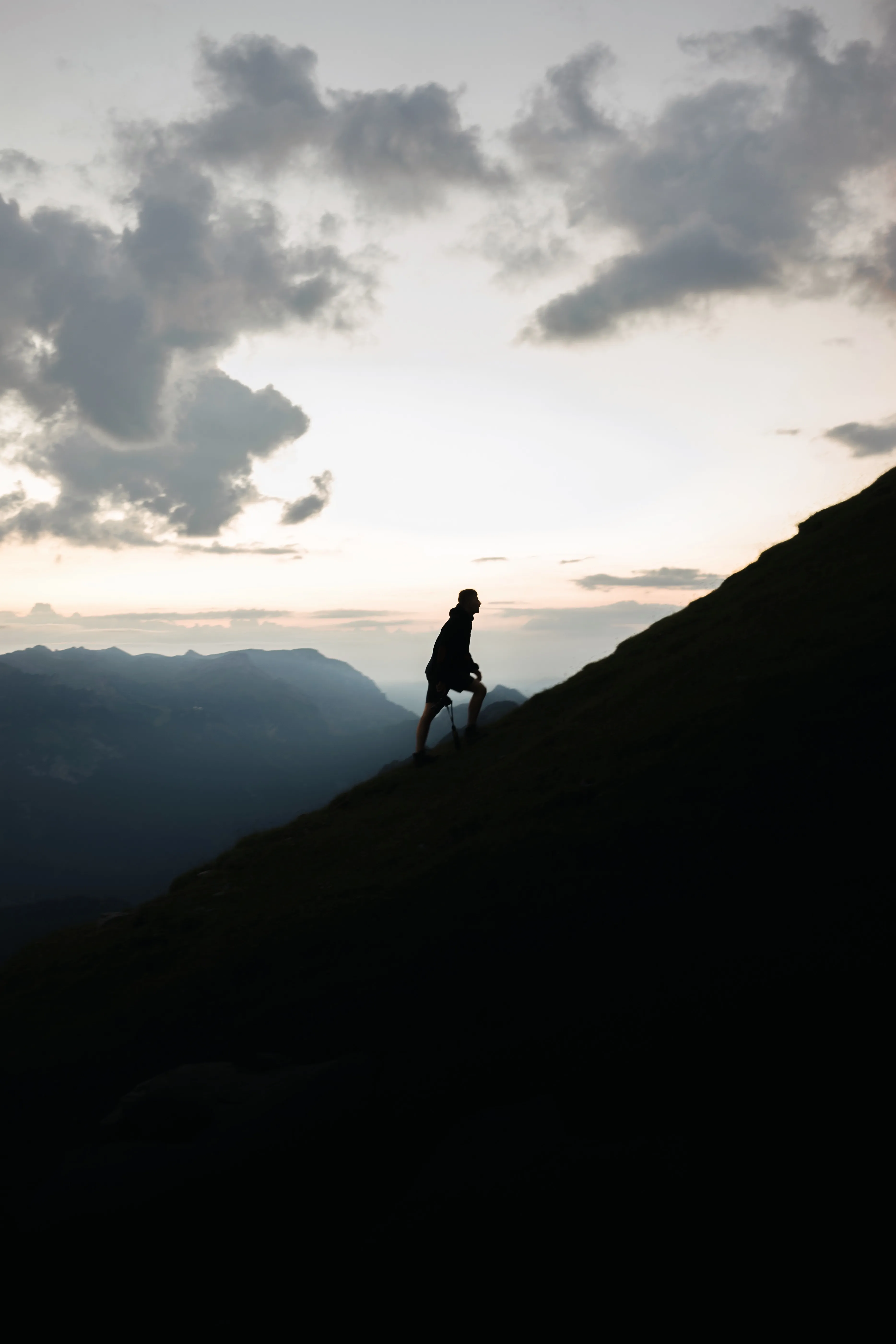 Serene Mountain Hike at Sunrise Scenic Background Wallpaper