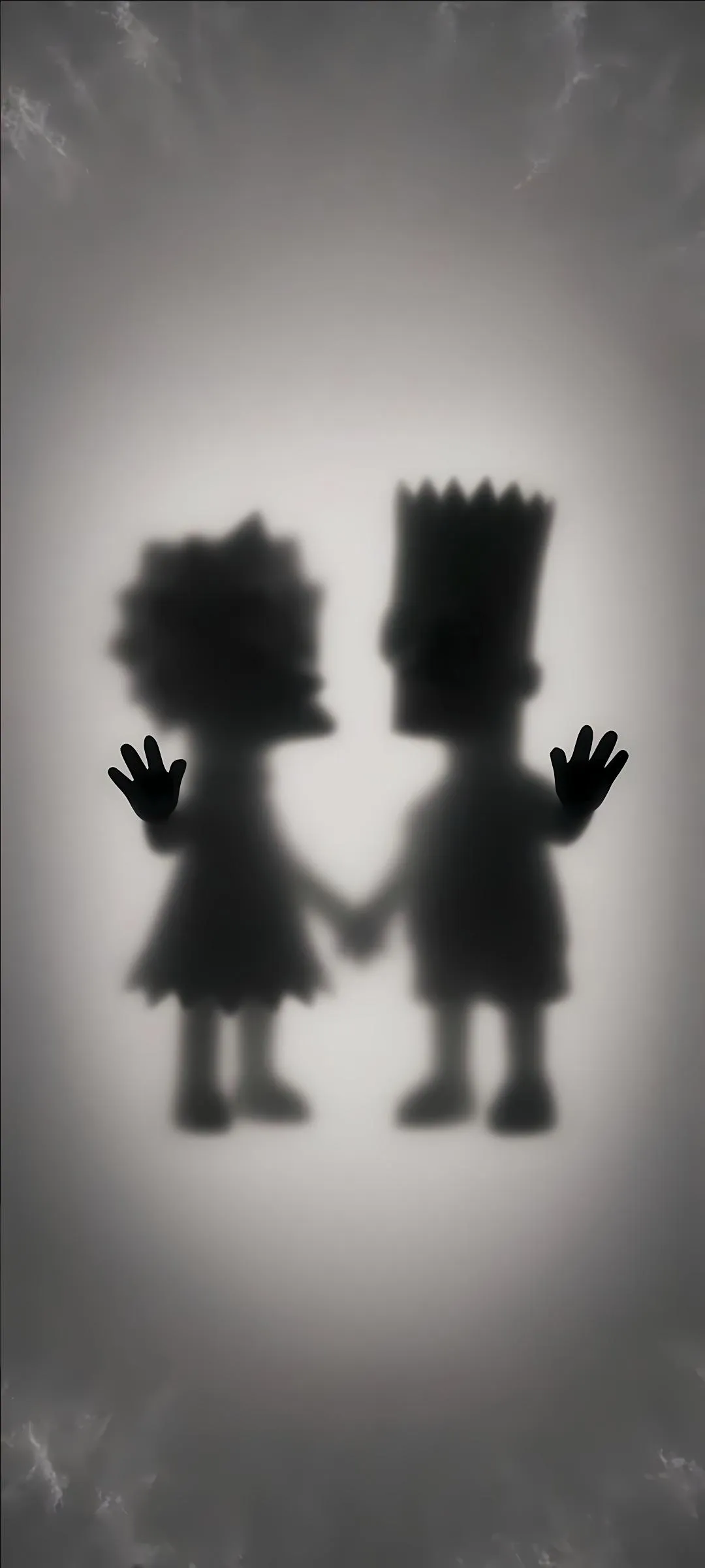 Silhouette Cartoon Duo Under Soft Shadow Light Wallpaper