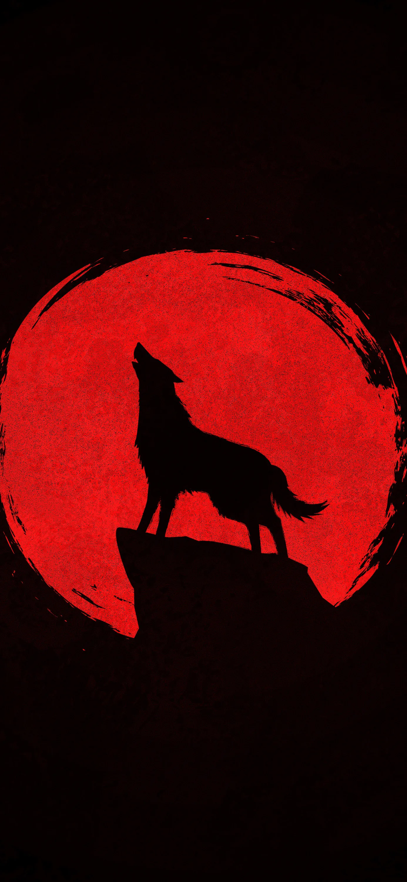 Silhouette of Wolf Howling at Full Red Moon Free HD Image