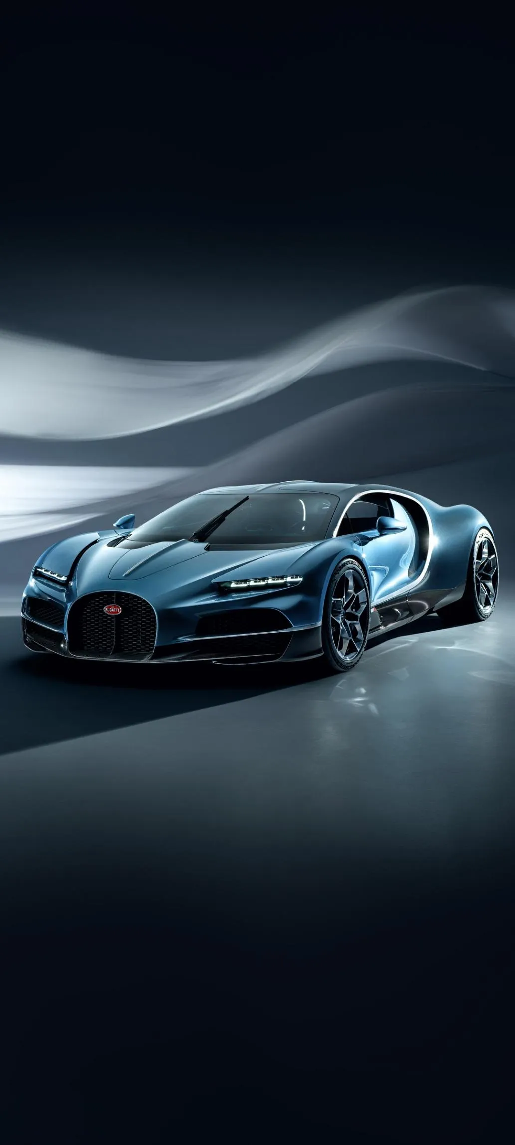 Silver Supercar with Motion Blur on Dark Road Speed