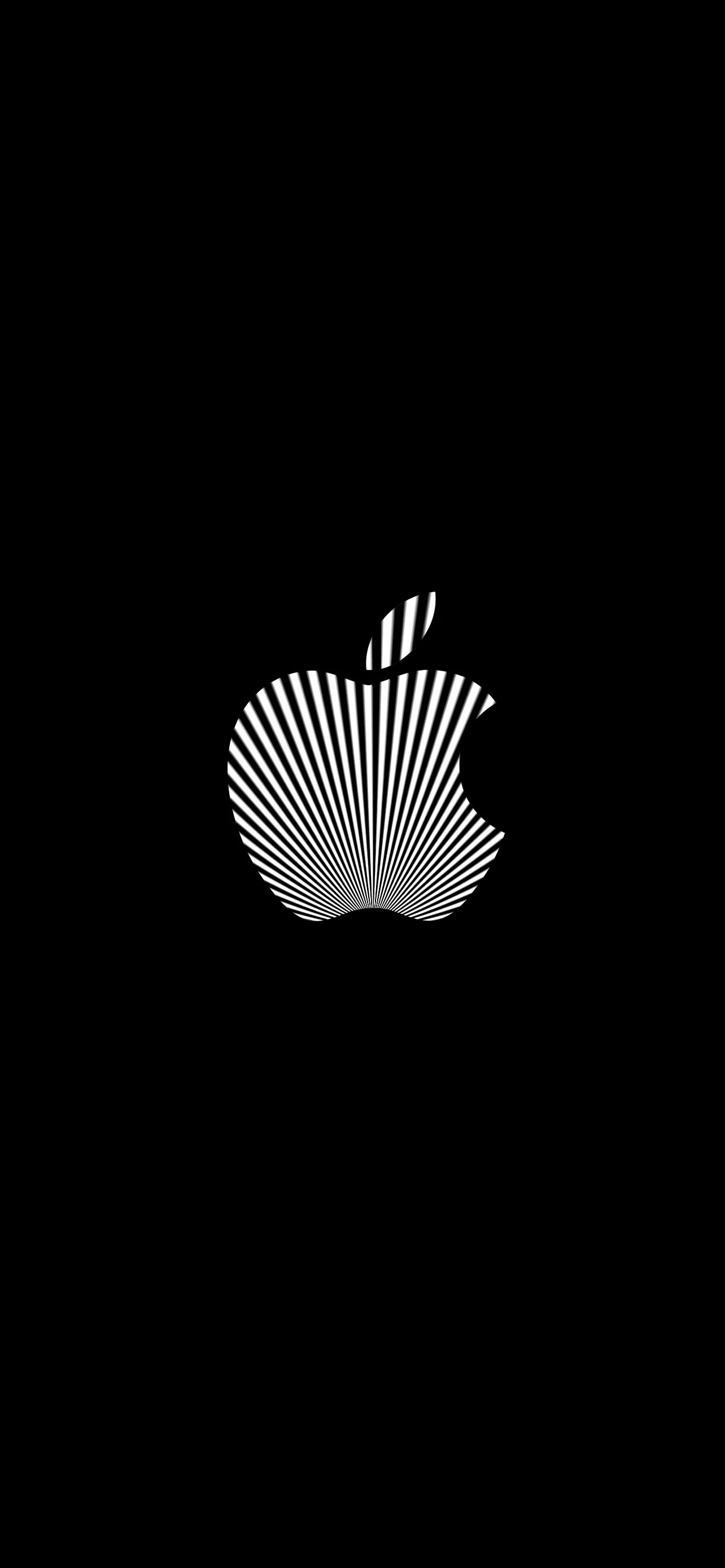 Simple Black Background with Shiny Silver Apple Icon