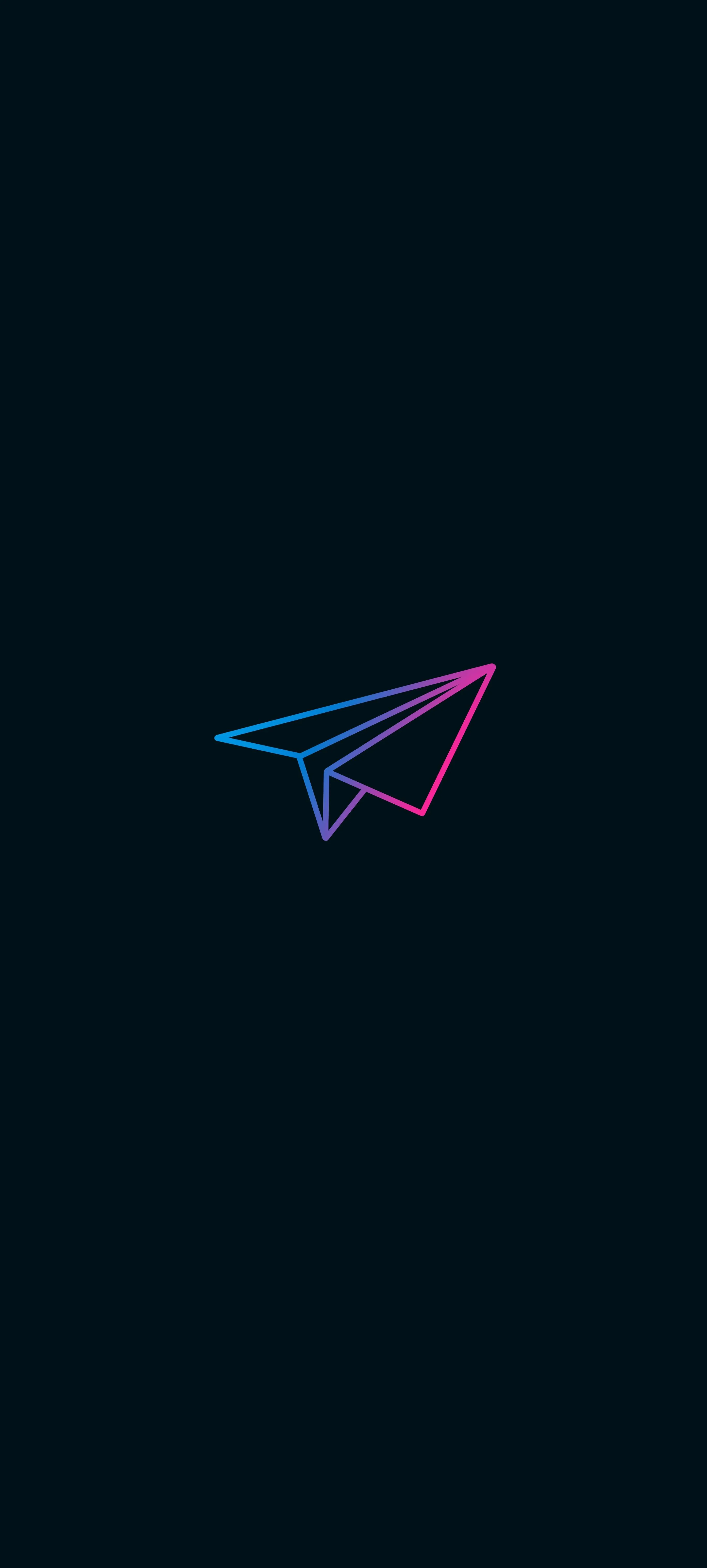 Simple Dark Screen With Neon Paper Plane in Center