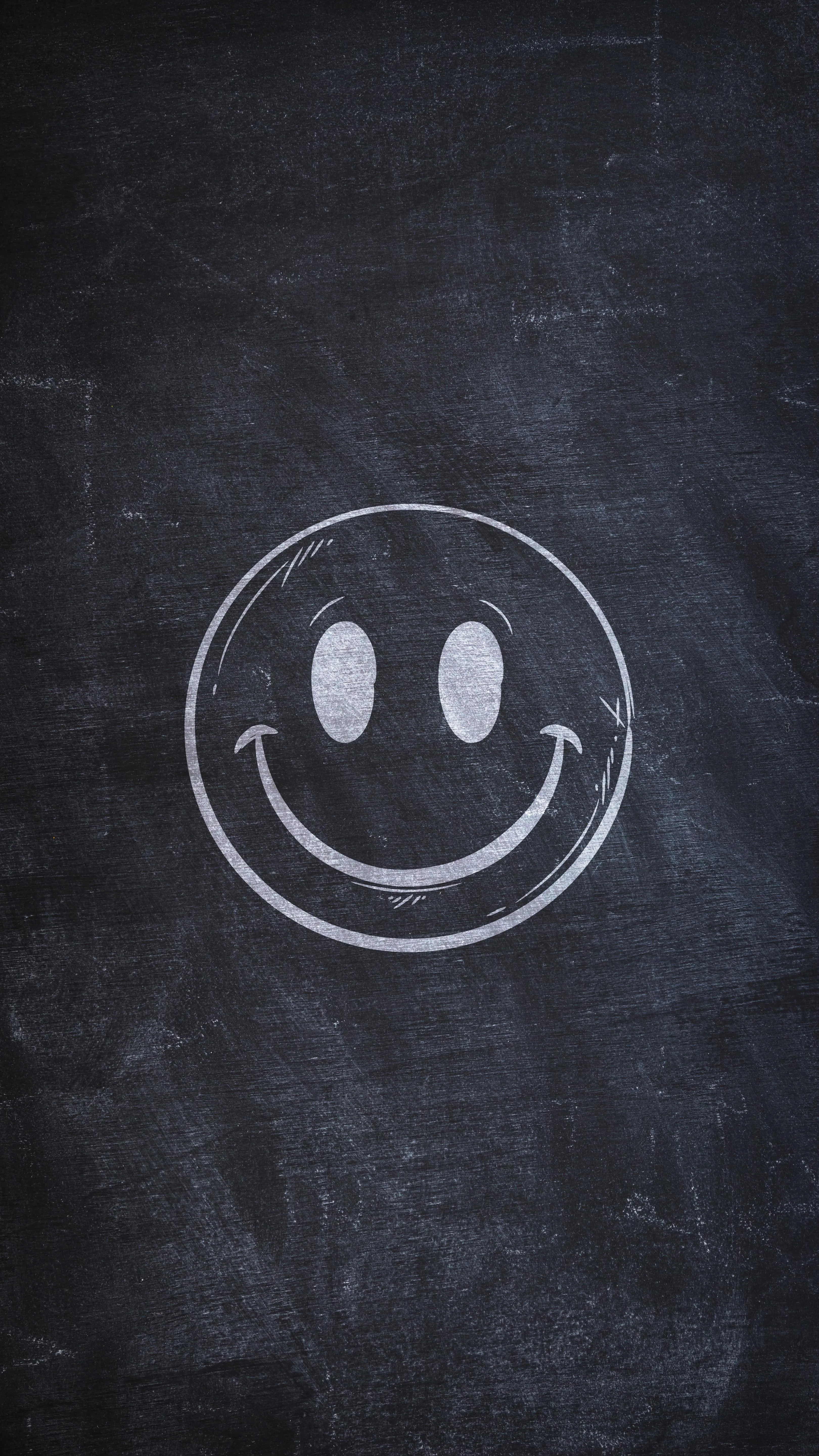 Simple Smiley Face Chalk Drawing on Blackboard Image