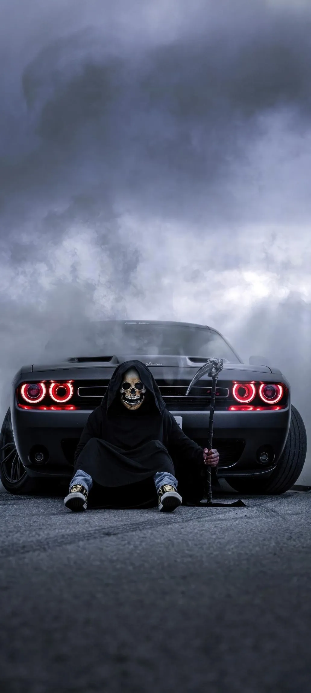 Skeleton in Luxury Sports Car Wallpaper for Automotive Fans